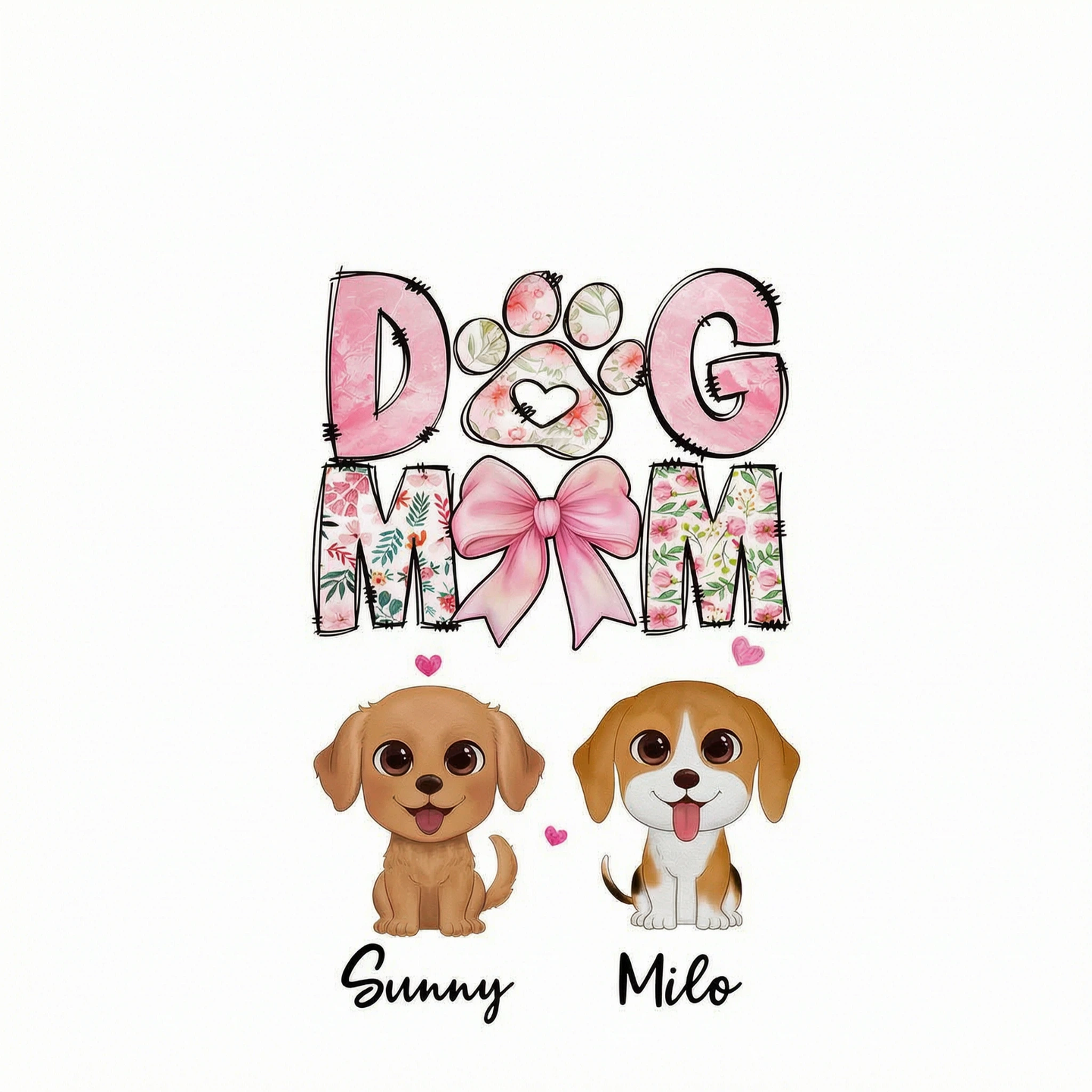 Dog Mom Pink Coquette Personalized Shirt, Watercolor Cute Dog, Gift for Dog Moms
