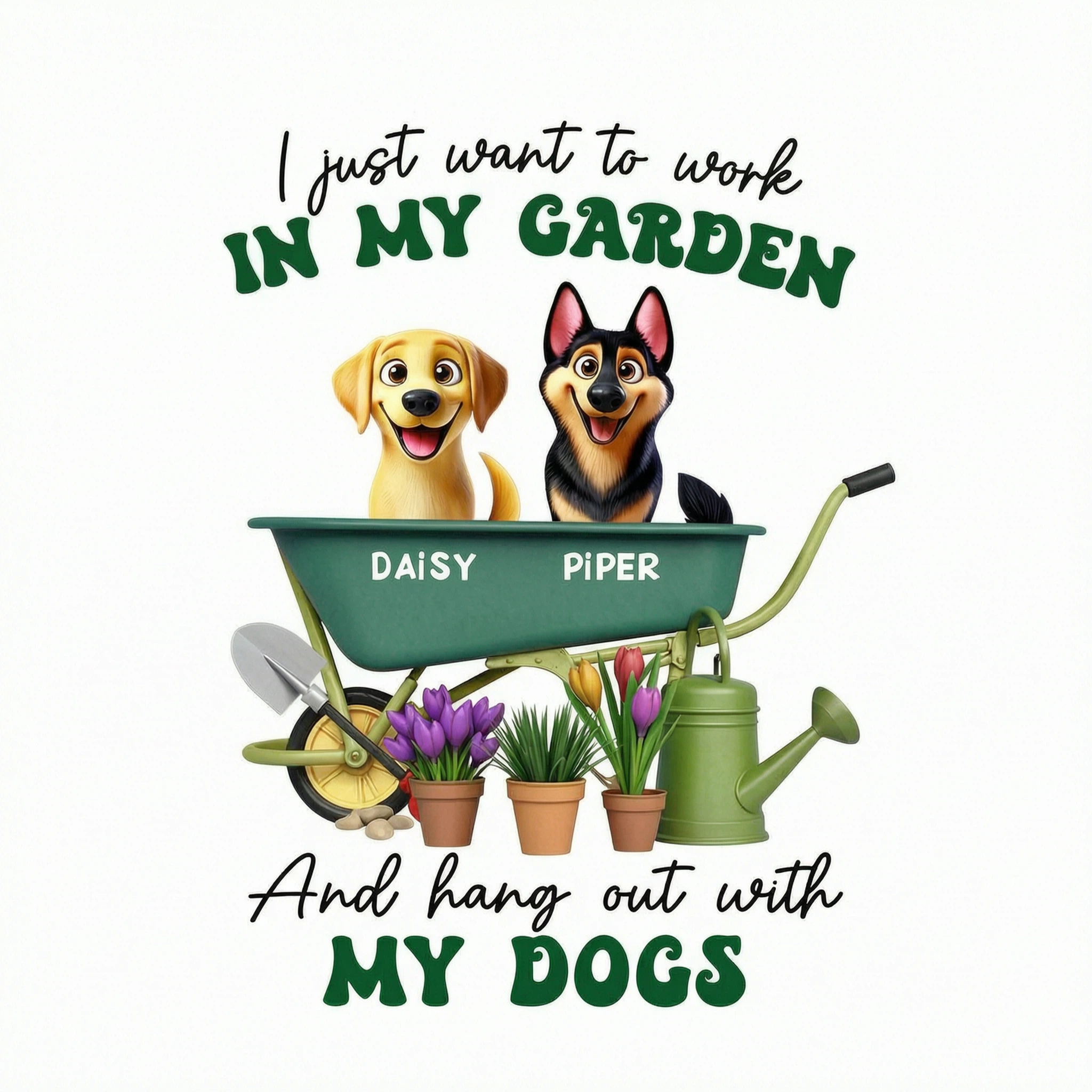Work In Garden And Hang Out With My Dogs Personalized Shirt, 3D Cute Dogs