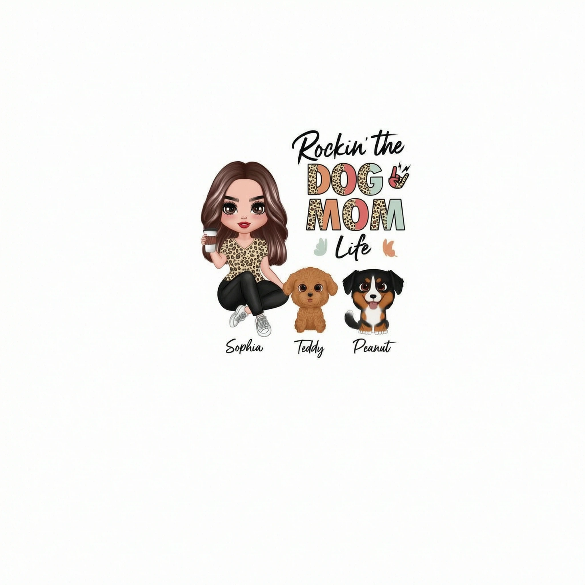 Rockin� Dog Mom Life Leopard Cute Watercolor Dog Personalized Shirt