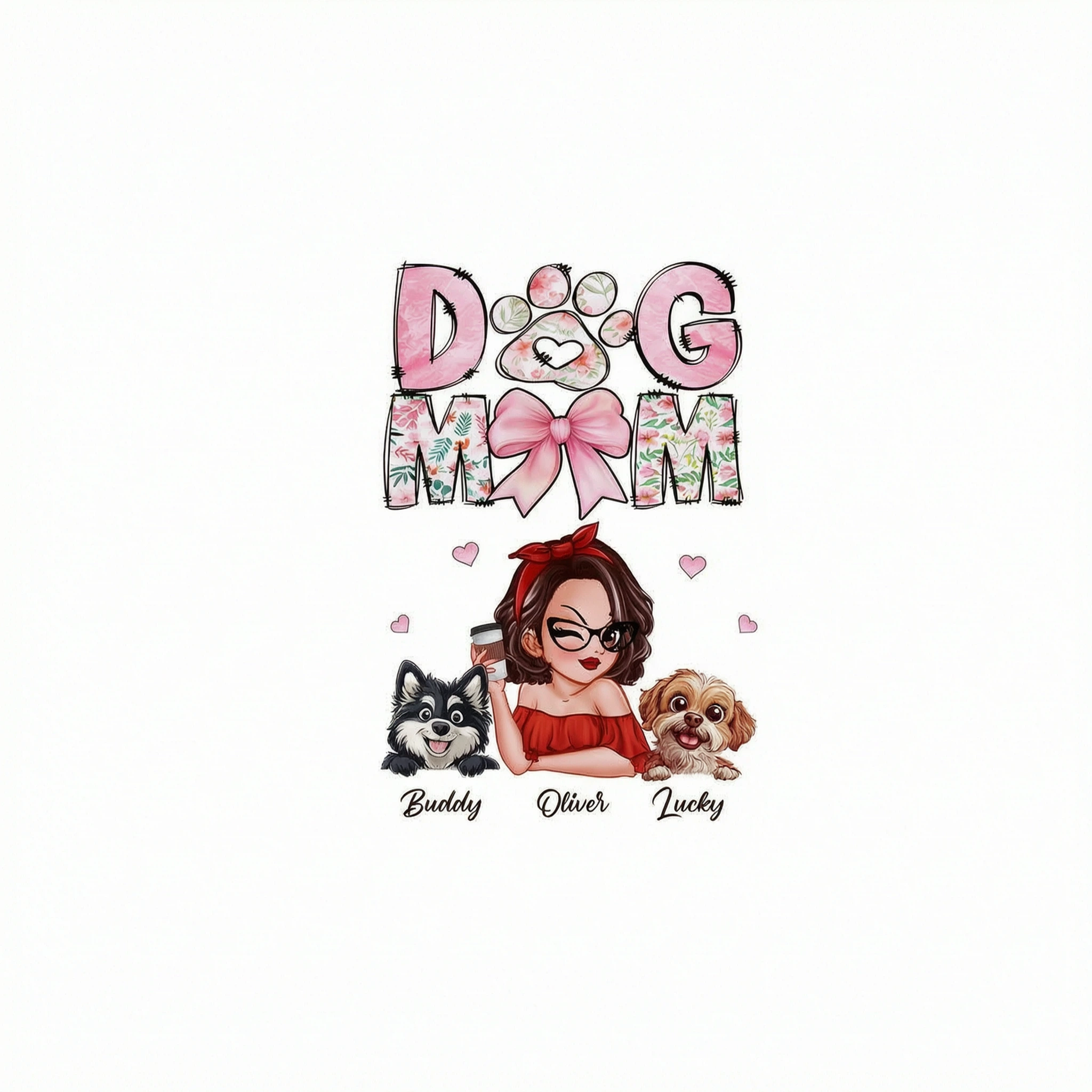 Dog Mom Cartoon Style Woman And Dogs Personalized Shirt, Gift for Dog Lovers