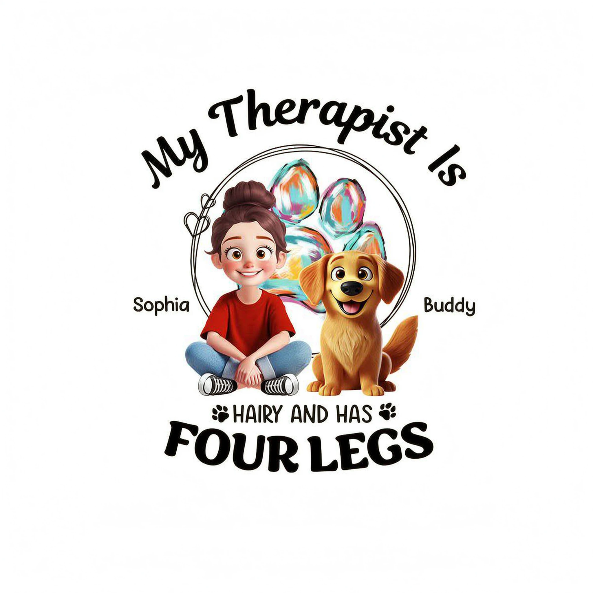 Animation Cartoon Dog My Therapist Personalized Shirt, Gift For Dog Lovers, Dog Mom