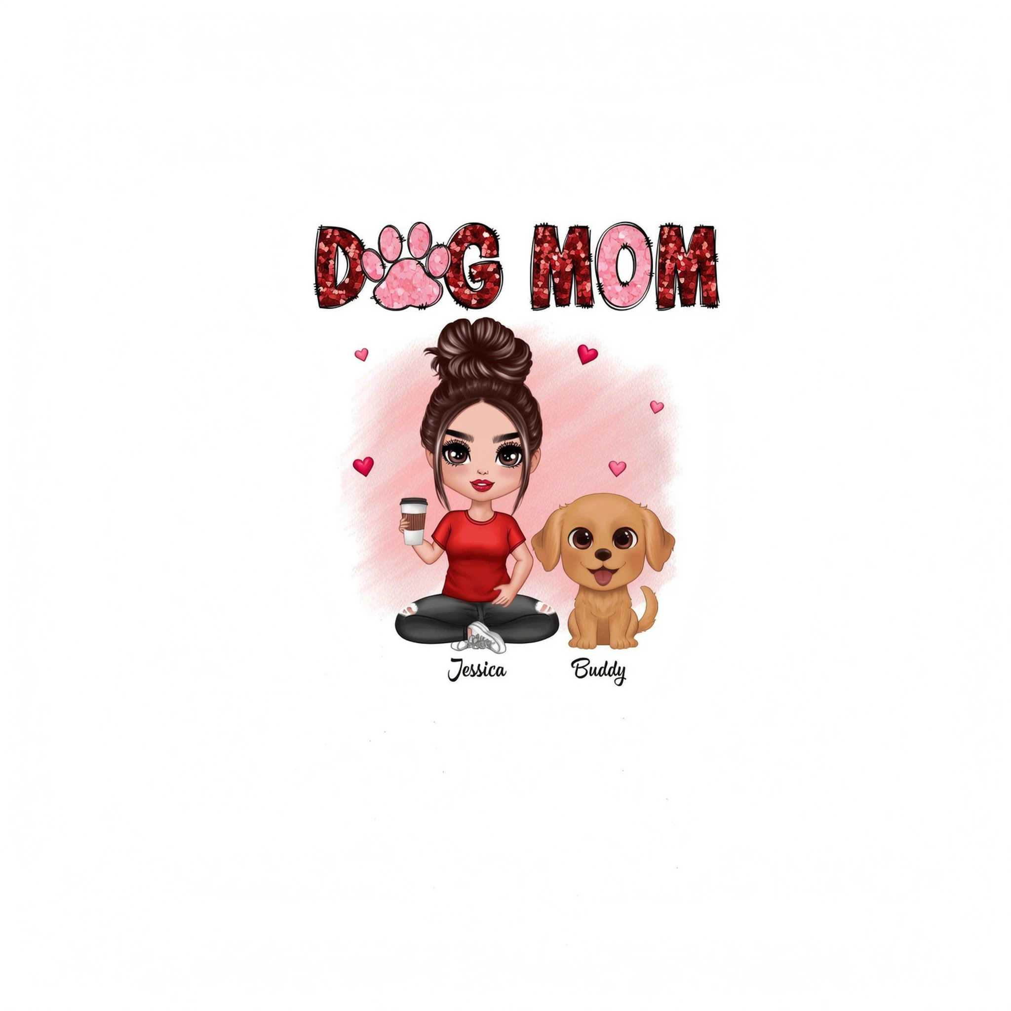 Watercolor Cute Dogs Valentine�s Day Dog Mom Personalized Shirt