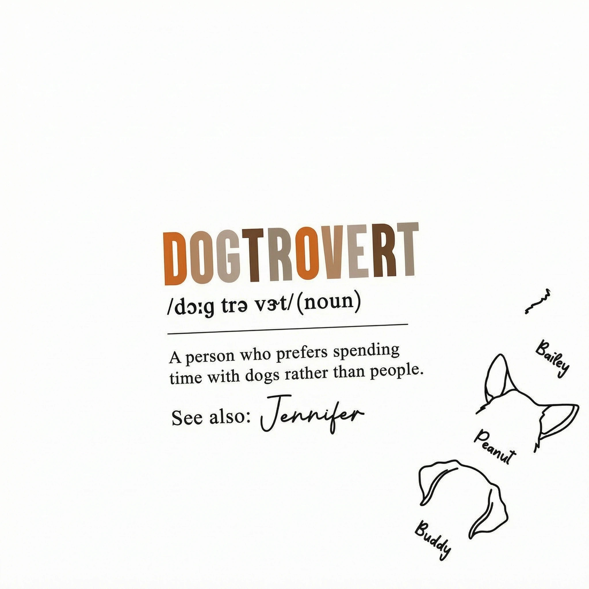 Dogtrovert Definition With Dog Names Personalized Sleeve Printed Sweatshirt
