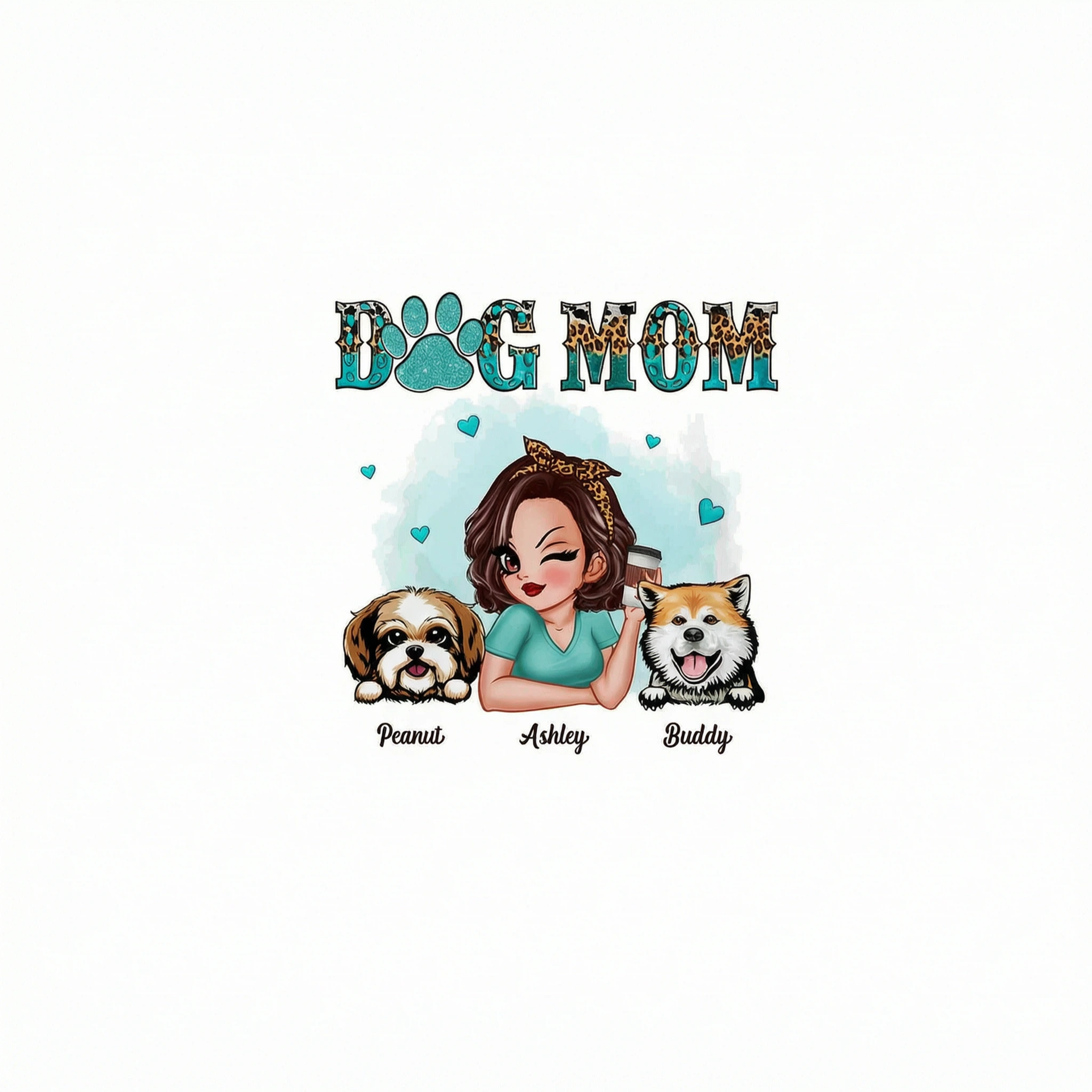 Teal And Leopard Dog Mom Gift For Dog Lovers Personalized Shirt