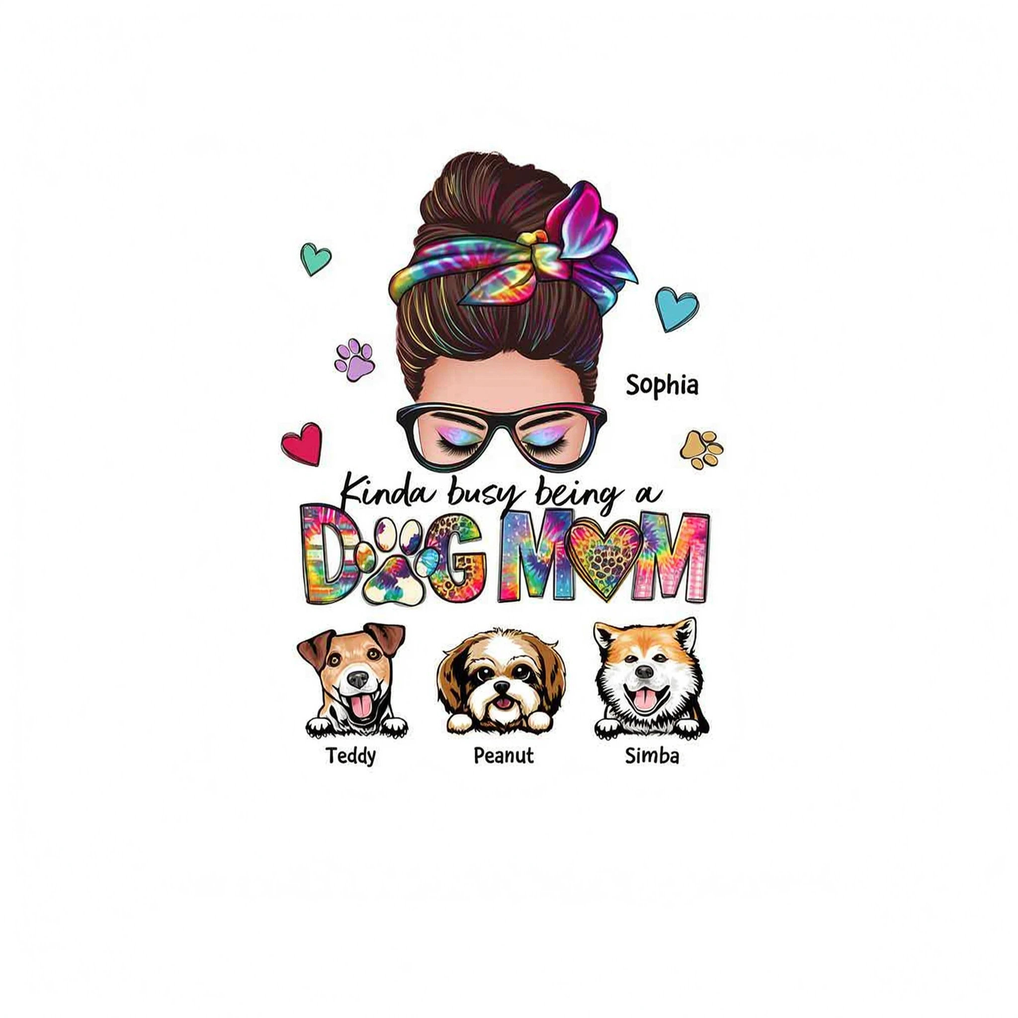 Kinda Busy Being A Dog Mom Messy Bun Personalized Shirt