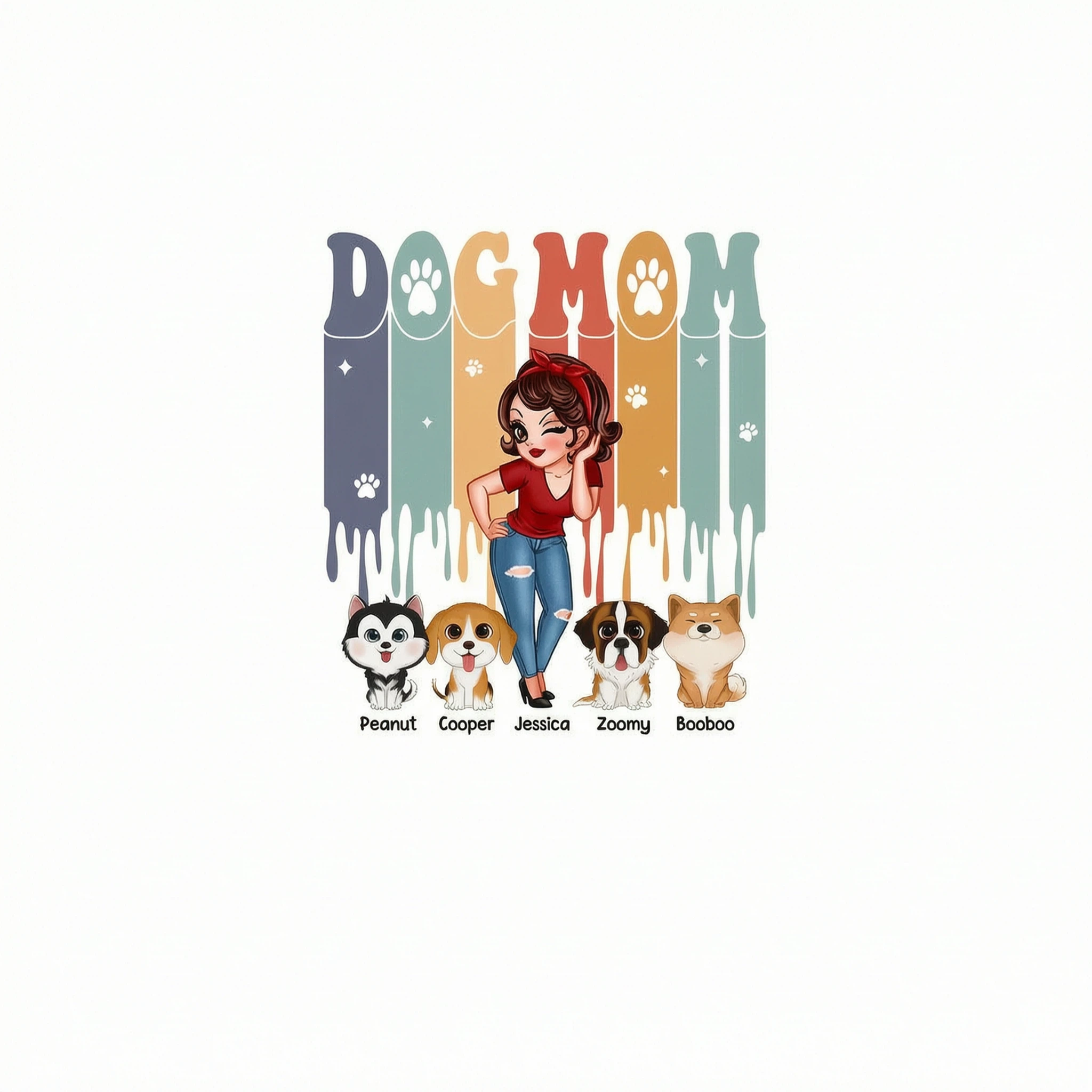 Dog Mom Retro Vintage Melting Personalized Shirt