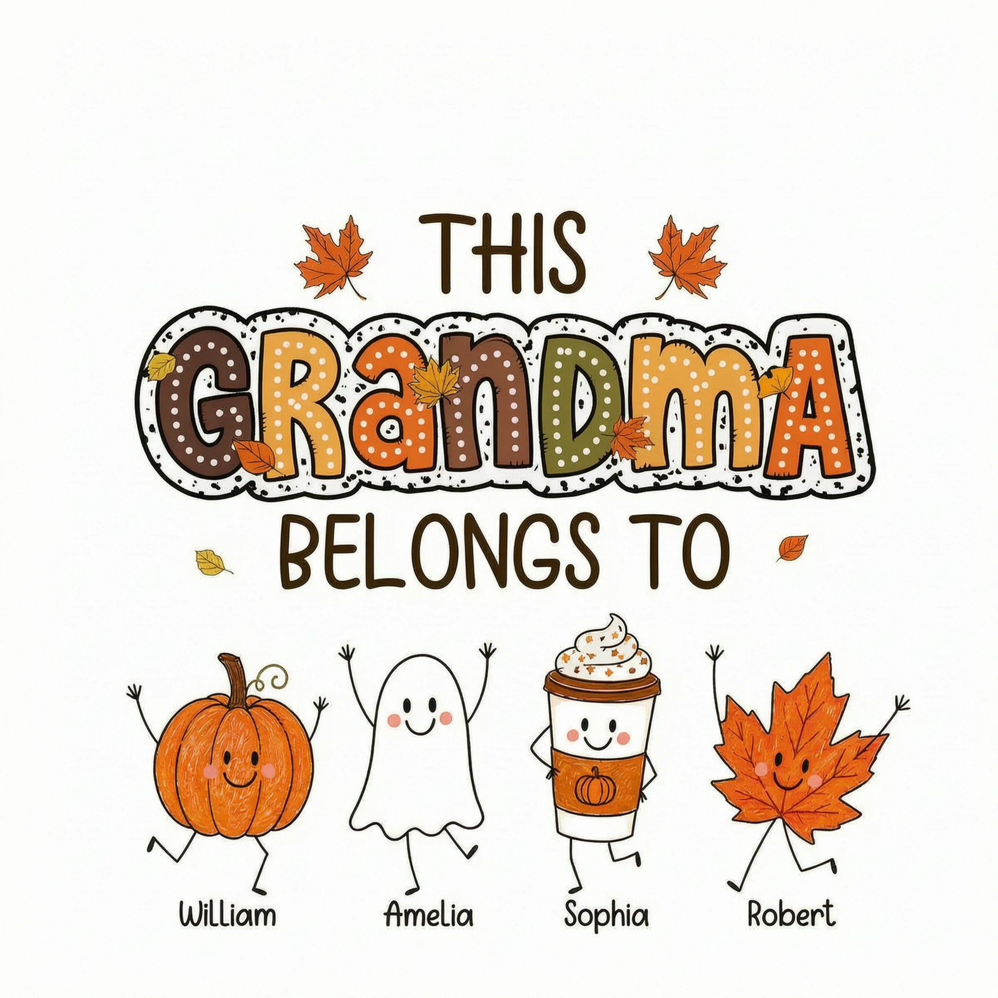 Fall Season Funny Kids This Grandma Belongs To - Personalized Shirt - Gift For Grandmas, Moms