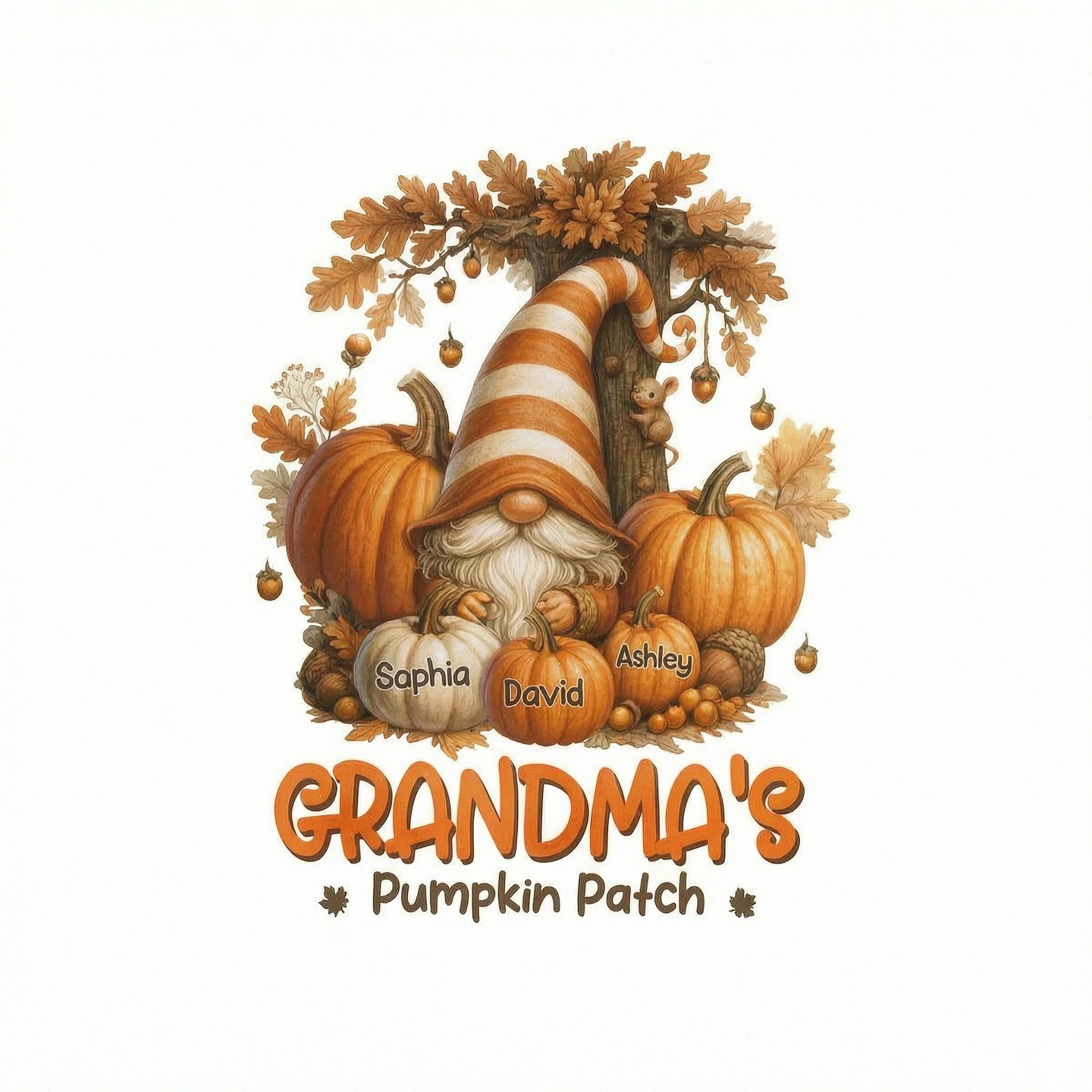 Gnome Grandma's Pumpkin 3D Personalized Fall Sweatshirt, Cozy Fall Sweatshirt for Grandma