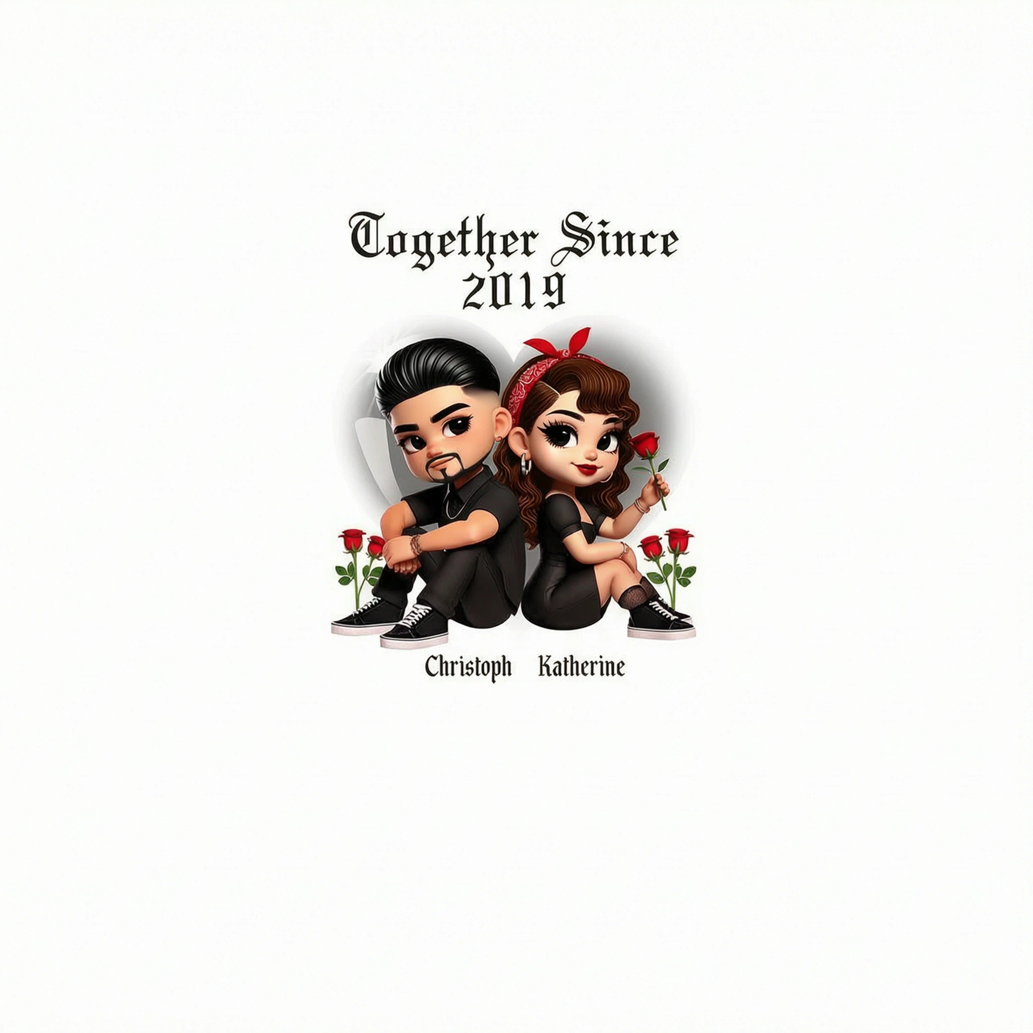 Pretty Couple Roses Heart Together Since Personalized Shirt
