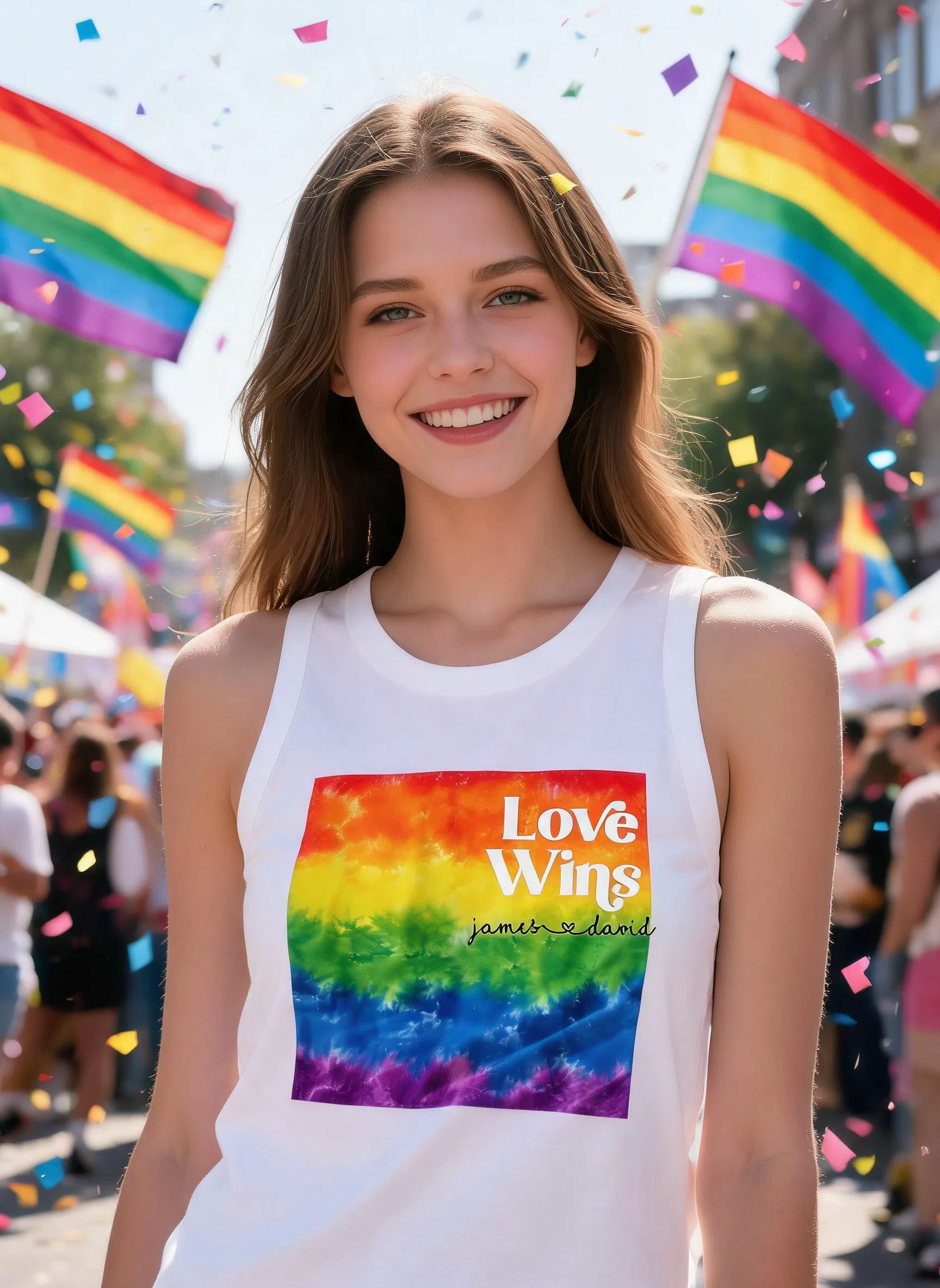 Love Wins Rainbow Tie Dye Pride Theme - Personalized Tank Top - Pride Month Keepsake — White