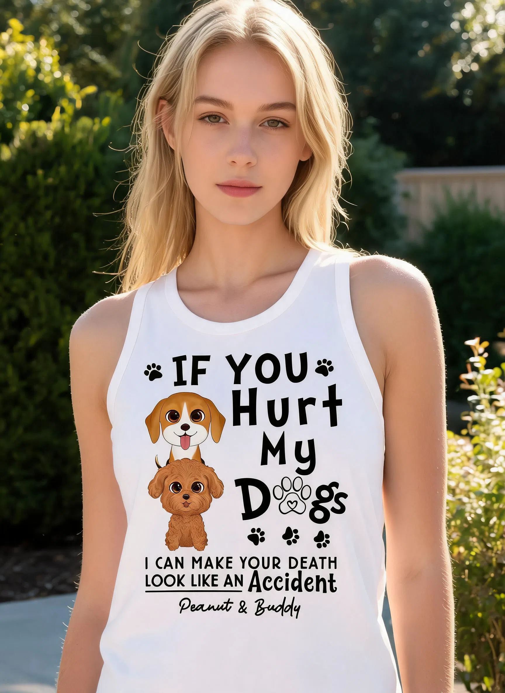 If You Hurt My Dogs Gift For Dog Mom Dog Dad Personalized Tank Top — White