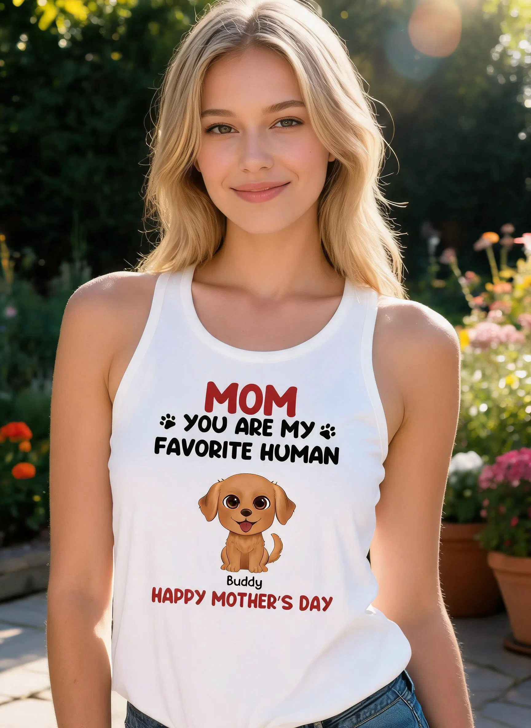 Mom You Are My Favorite Human Happy Mother's Day Gift For Dog Mom Personalized Tank Top — White