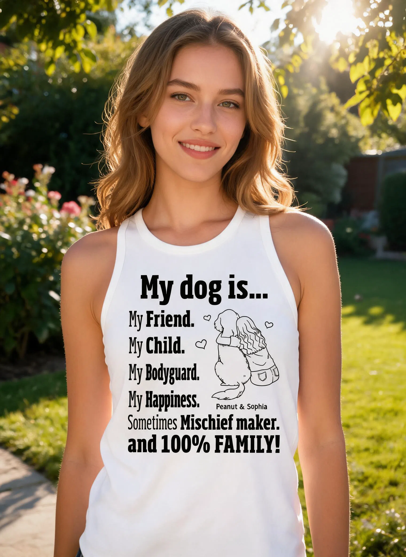 My Dog Is My Family Gift For Dog Mom Personalized Tank Top — White
