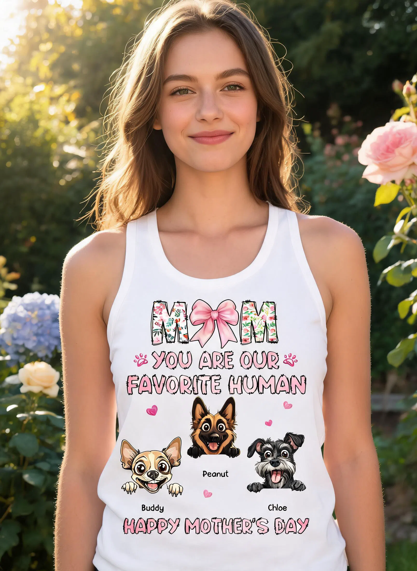 Mom You're My Favorite Human Happy Mother's Day Personalized Tank Top For Dog Moms β White