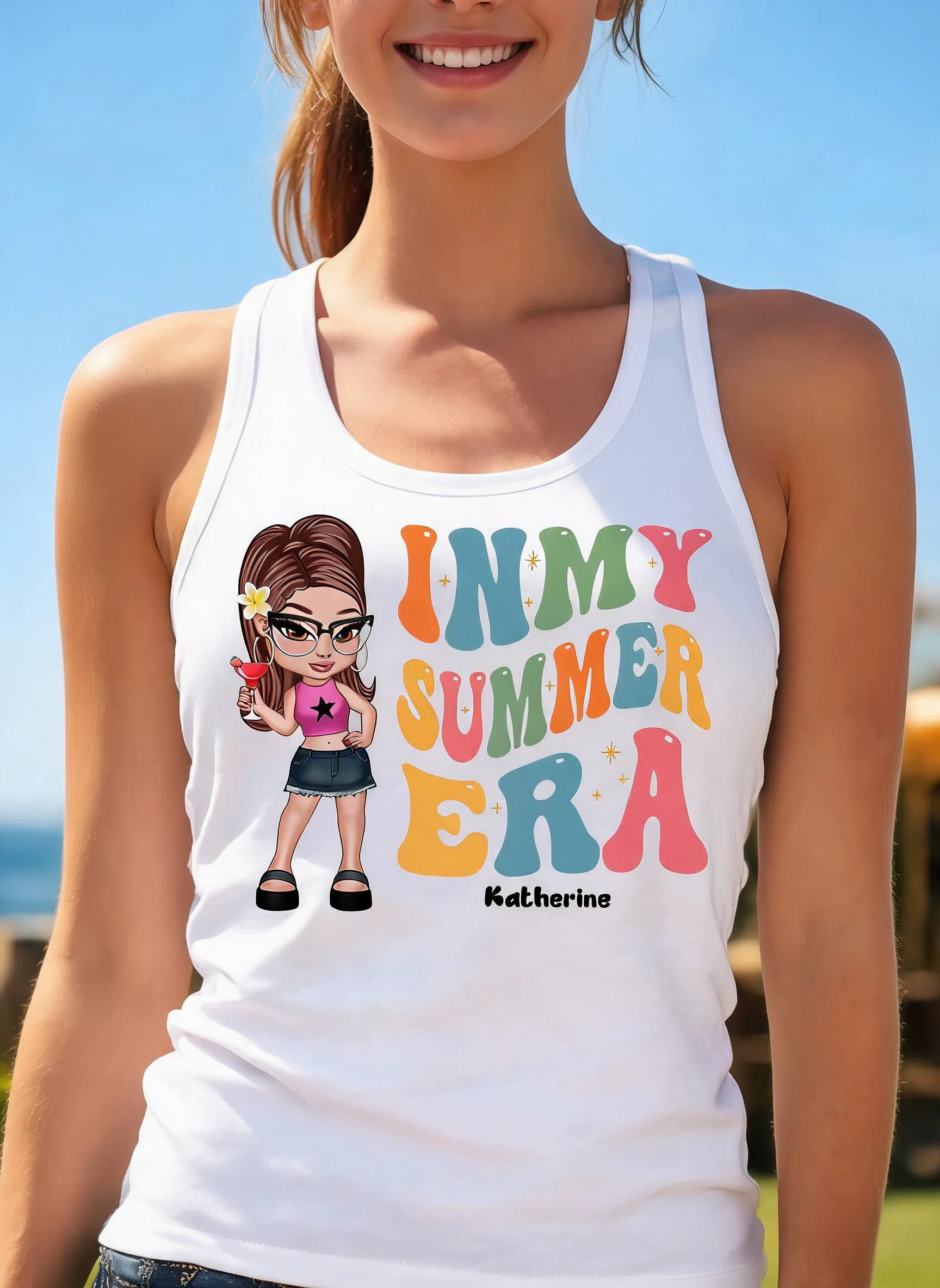 In My Summer Era Y2K Style Personalized Tank Top β White