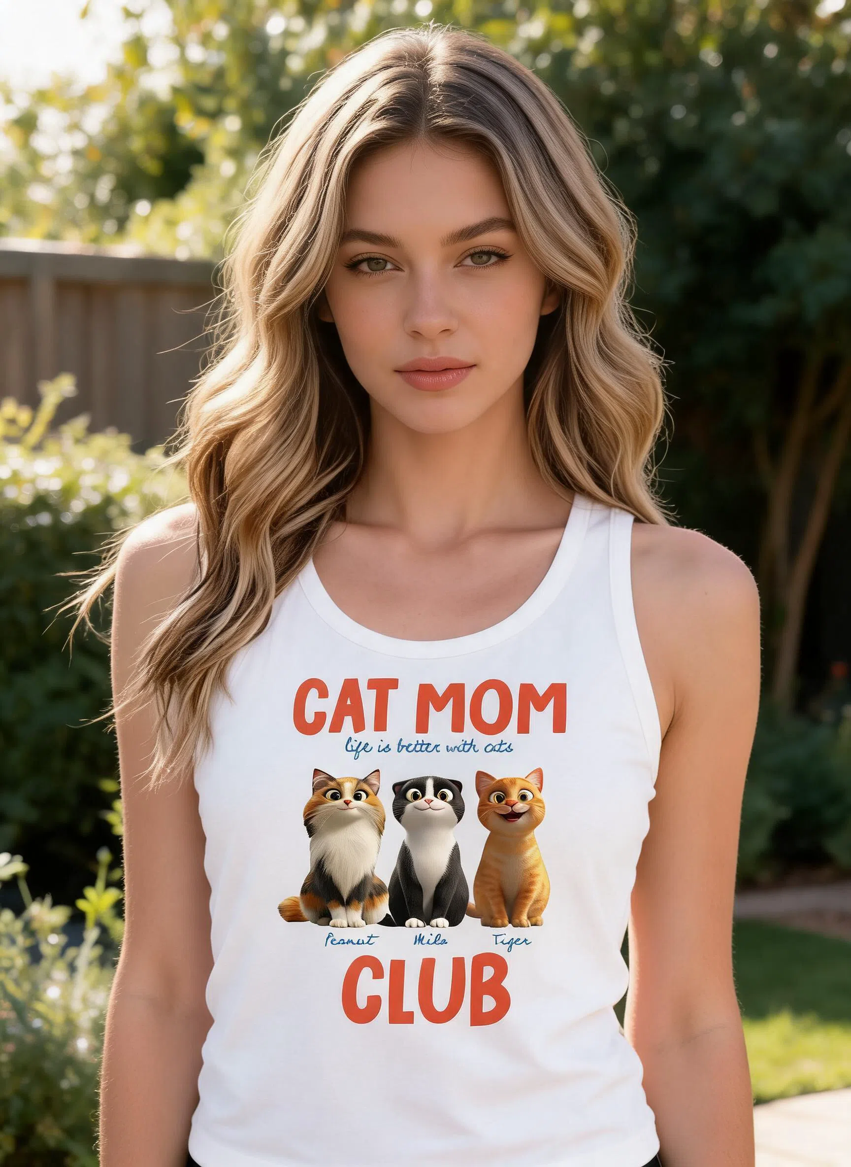 Life Is Better With Cats - Personalized Tank Top - Gift For Cat Lovers — White