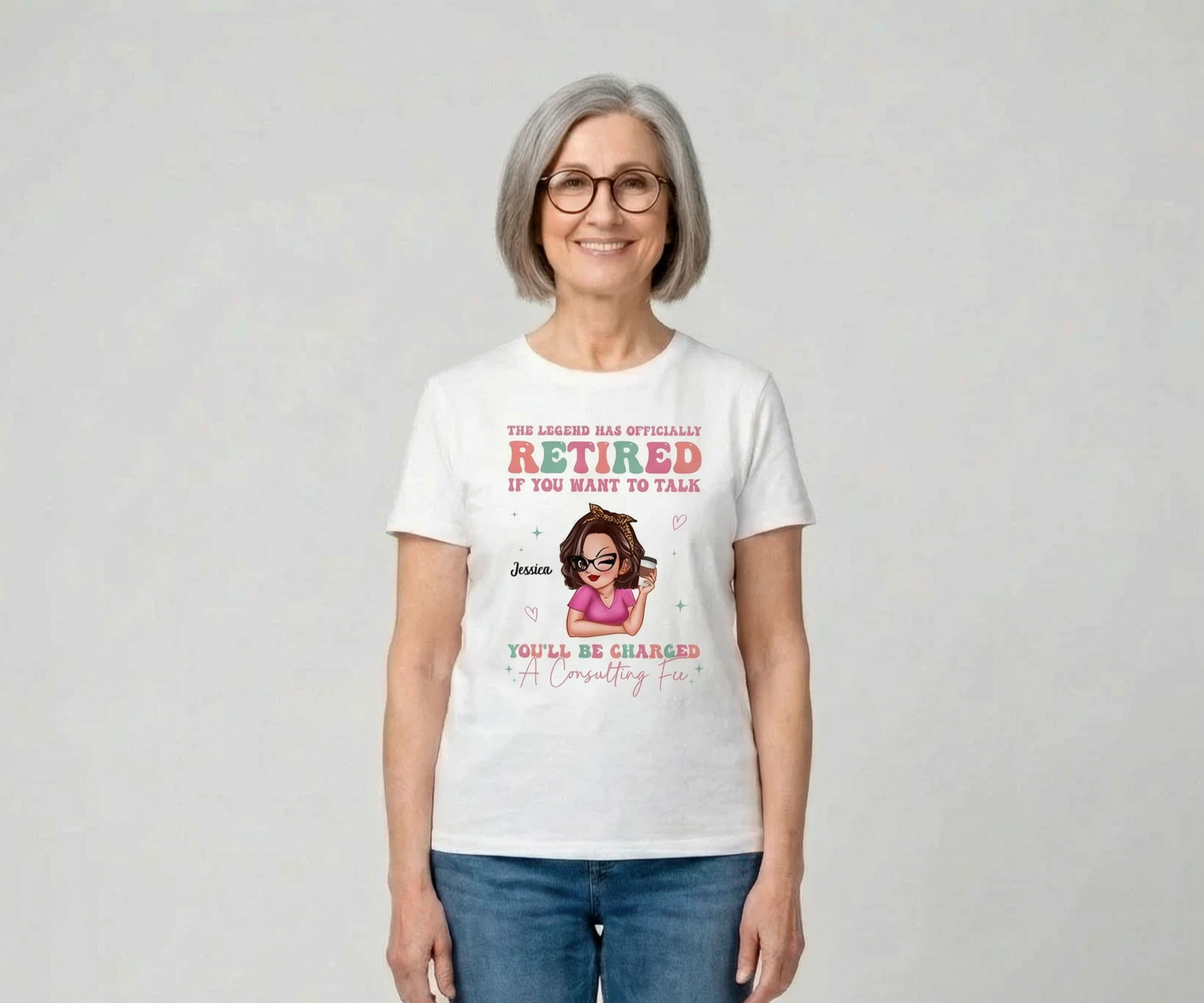 The Legend Has Officially Retired Personalized Shirt, Gift for Mom, Grandma, Bestie — White