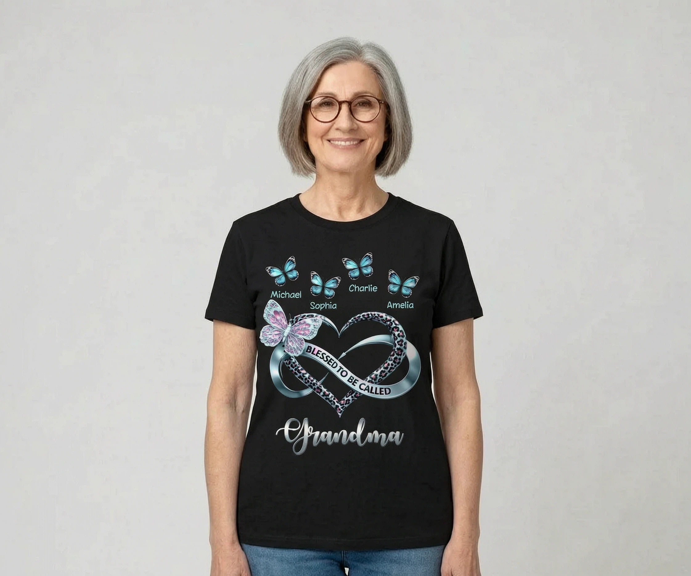Blessed To Be Called Grandma - Personalized Shirt - Heartfelt Mother's Day Gift for Grandma — Black