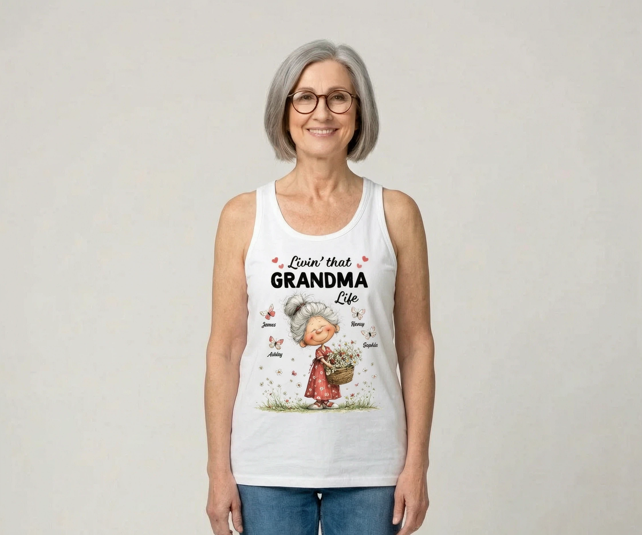 Camiseta sin mangas personalizada de mamá de gatos retro vintage del 4 de julio — Blanco