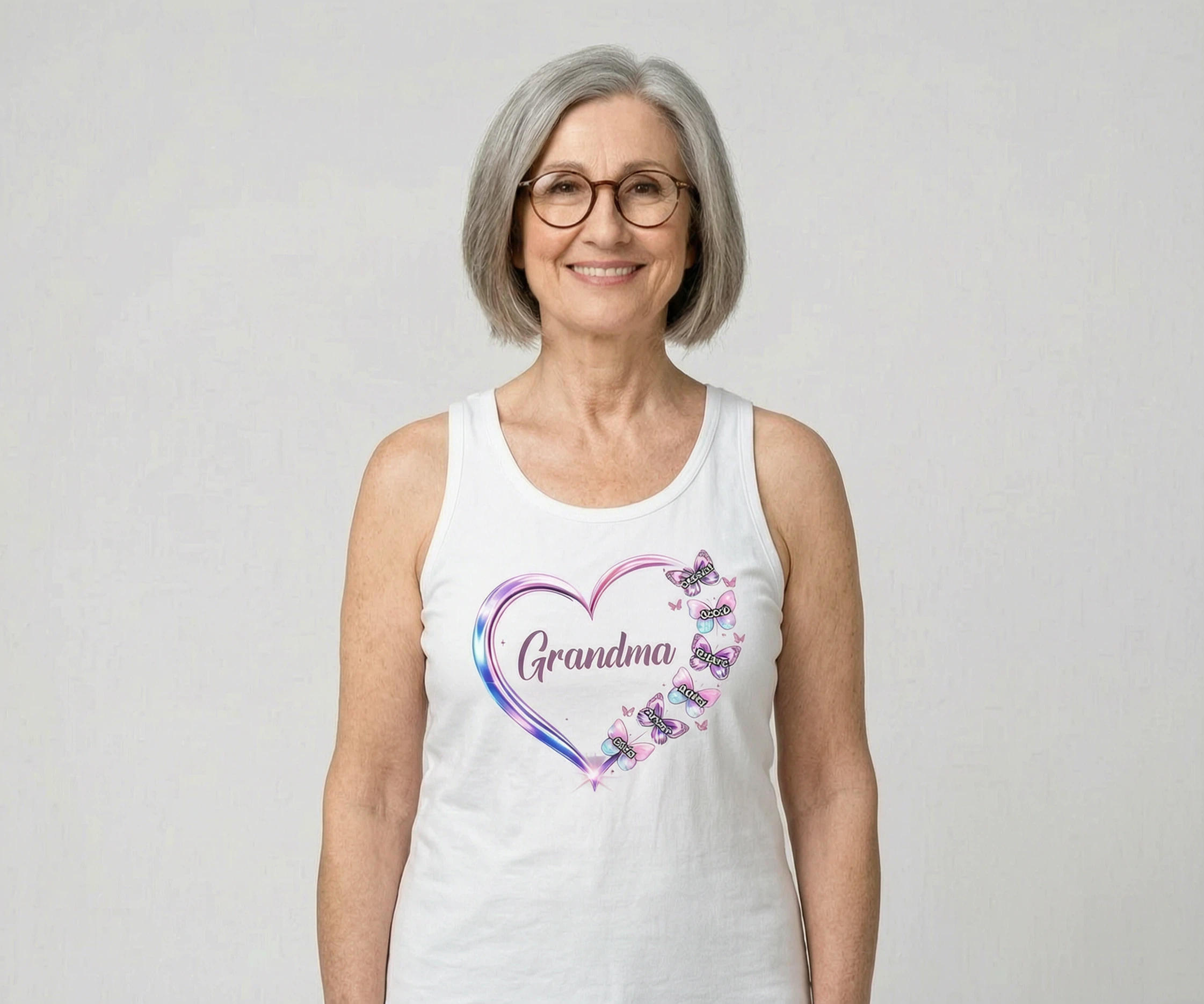 Glückliche pensionierte Profi-Oma - Personalisiertes Tank Top - Lustiges Ruhestandsgeschenk, Geschenk für Oma, Mama — Weiß