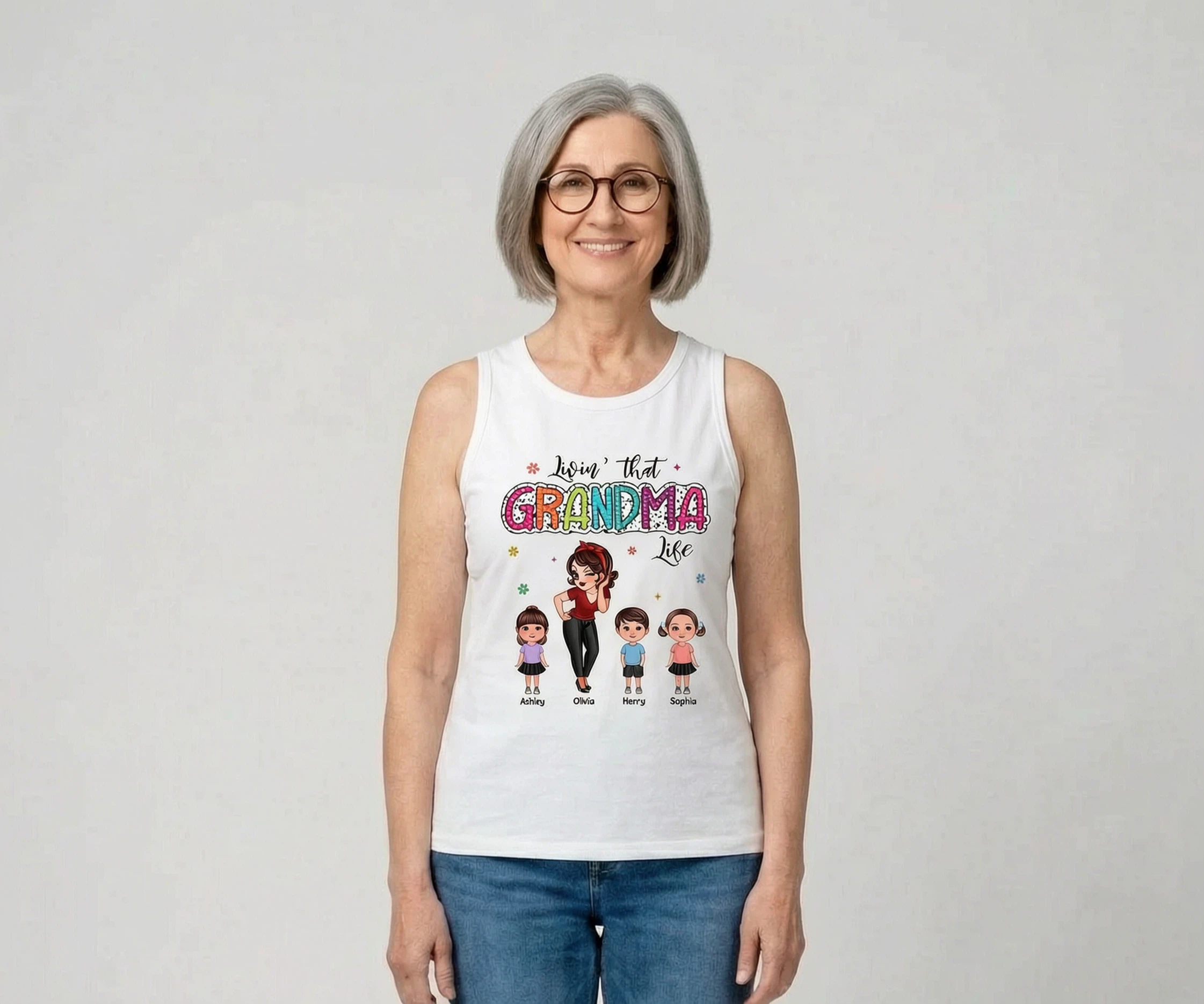 I Live Here Now Mapache y ganso en el campo de béisbol - Camiseta sin mangas personalizada doble faz - Béisbol Softball Abuela Mamá — Blanco