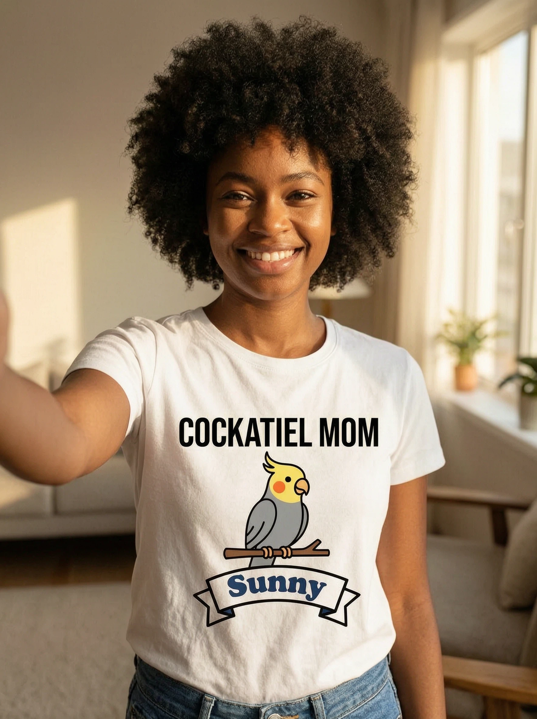 Personalisiertes Nymphensittich-Mama T-Shirt - Nymphensittich-Halter Geschenk-Shirt