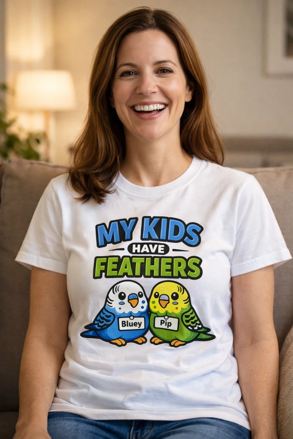 My Kids Have Feathers Tee - Personalized Budgie Parakeet Mom Shirt