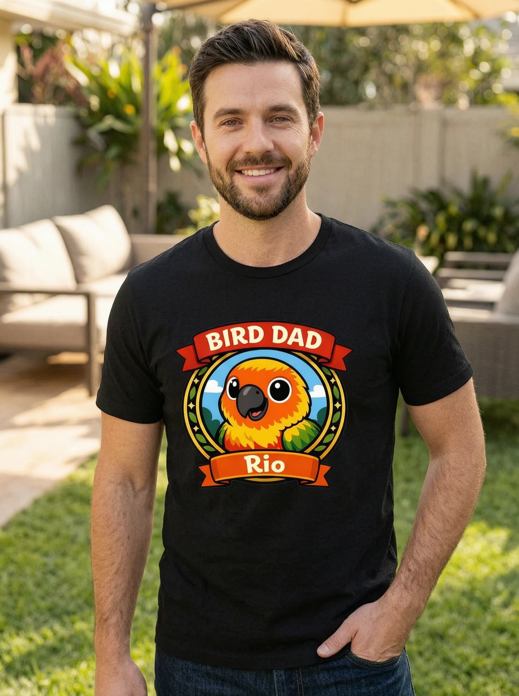T-shirt portrait personnalisé 'Papa Oiseau' - T-shirt Importez la photo de votre oiseau