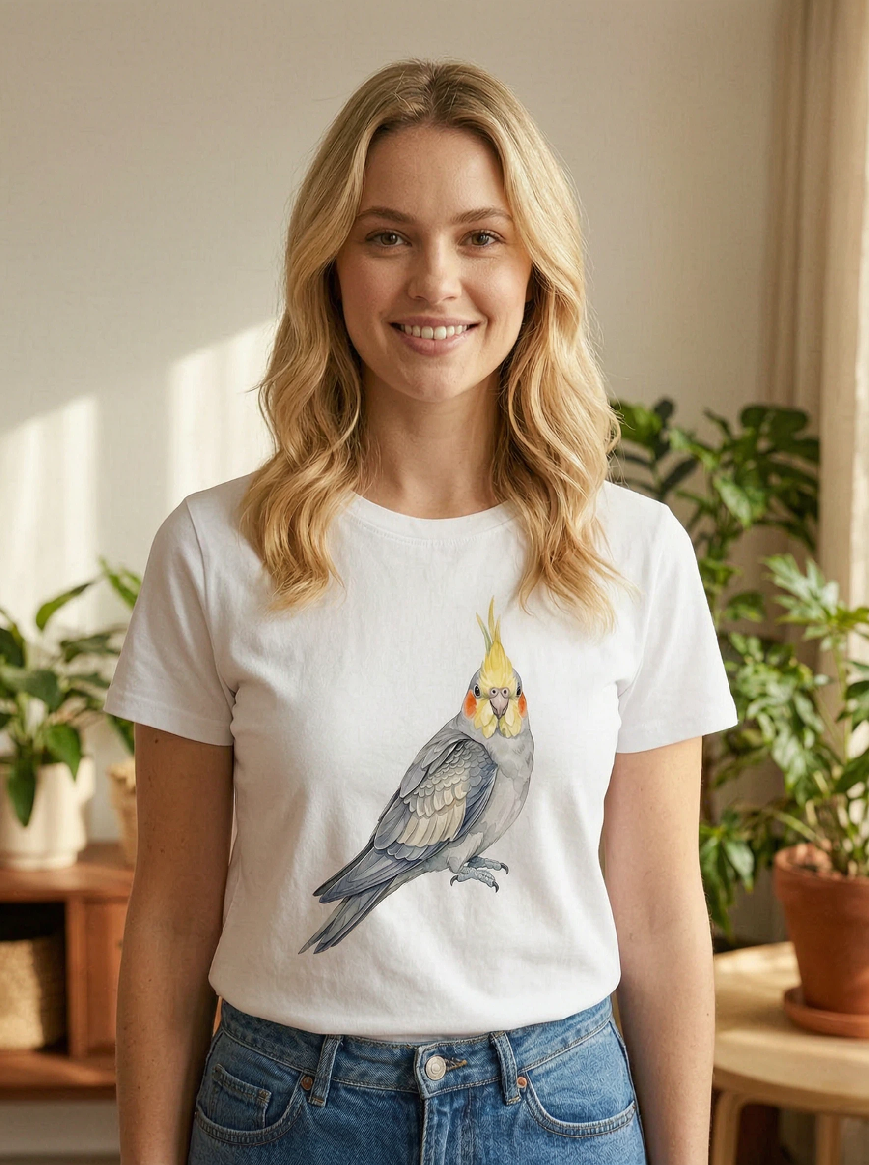 Cockatiel Watercolor Tee - Cockatiel Lover Art Shirt