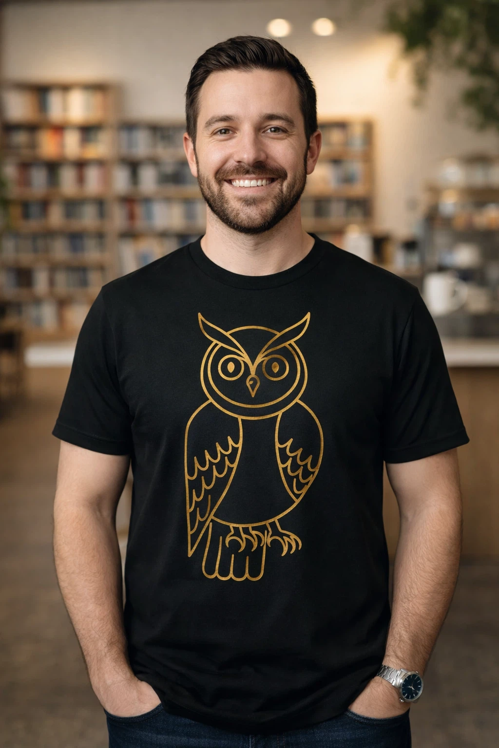 Minimalist Line-Art Owl Tee - Modern Bird Art Shirt