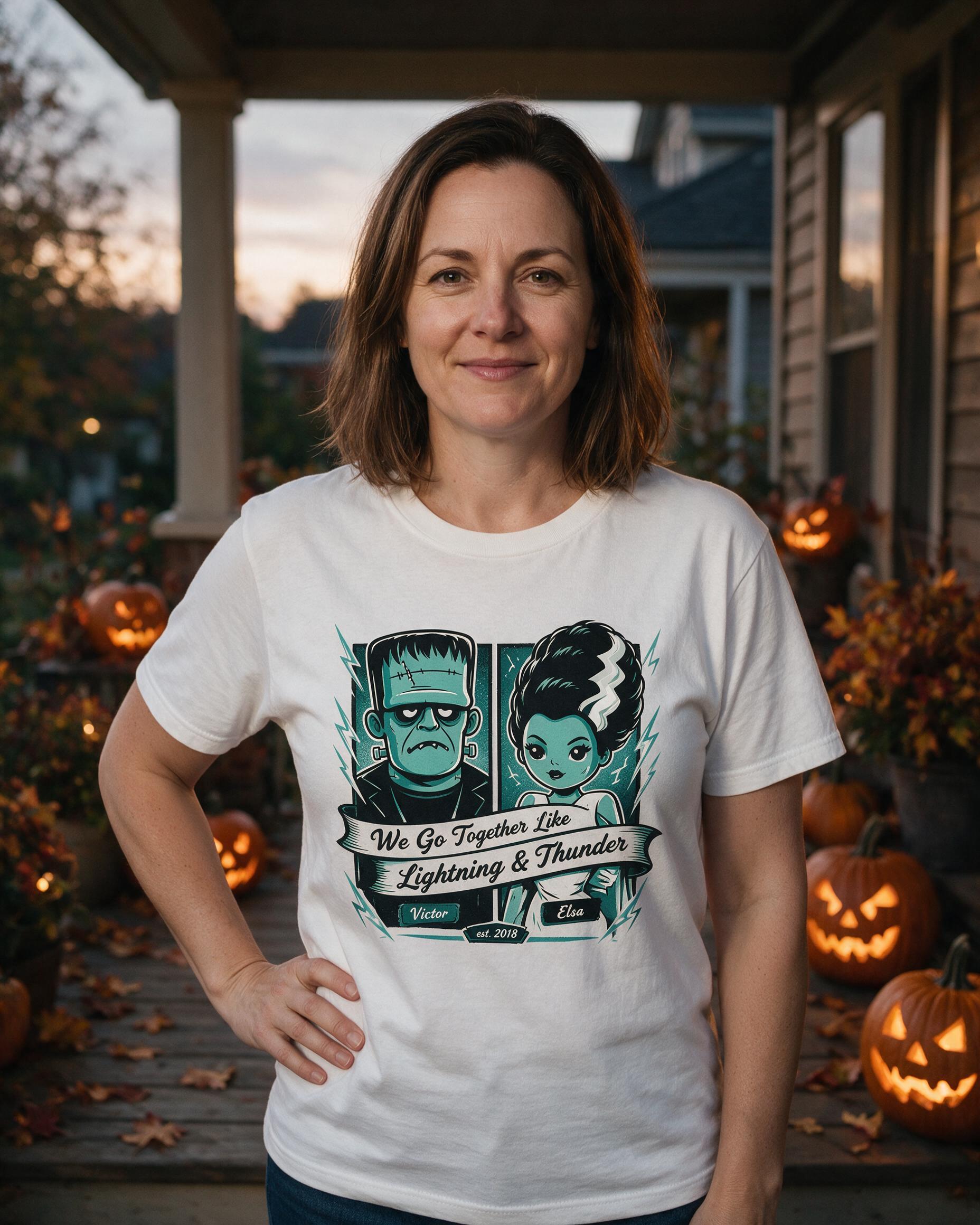 Halloween: Frankenstein & Bride Couple — White