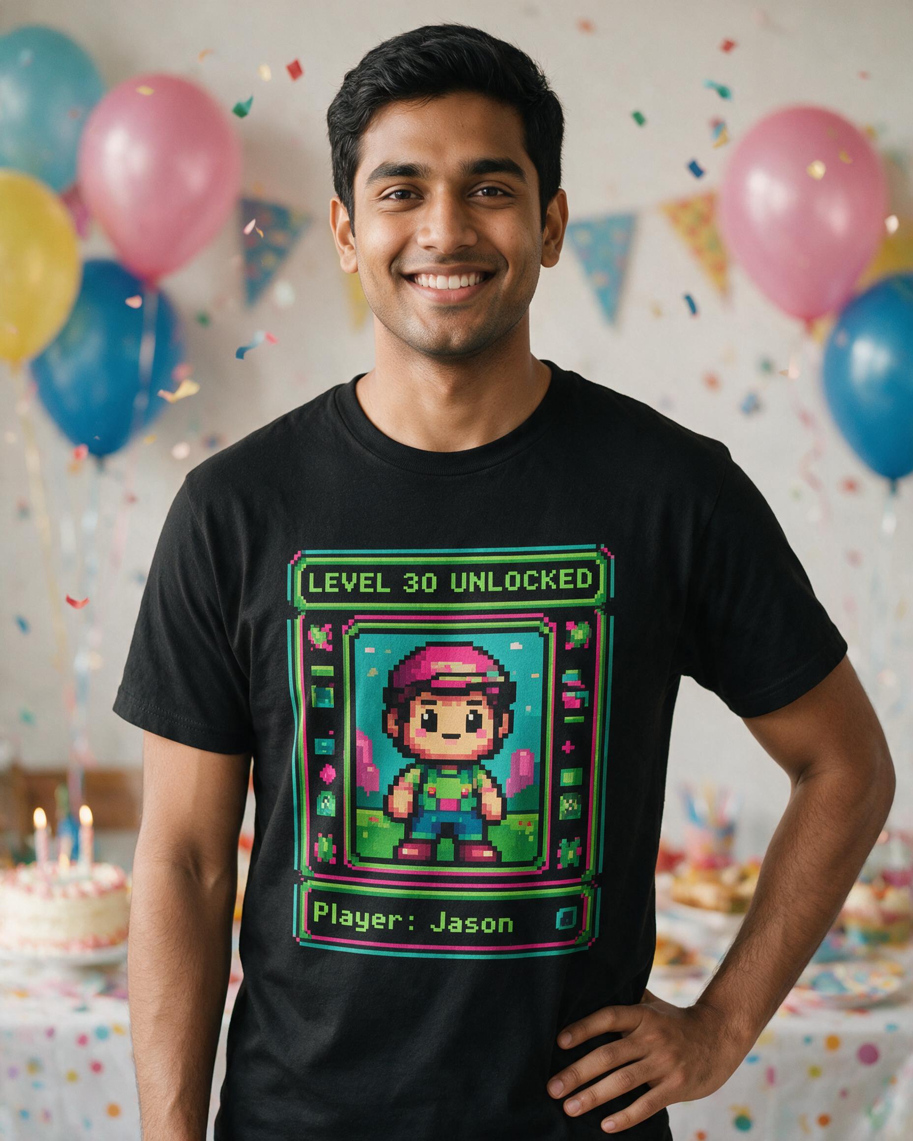Milestone Birthday: Level Age Unlocked Arcade — Black