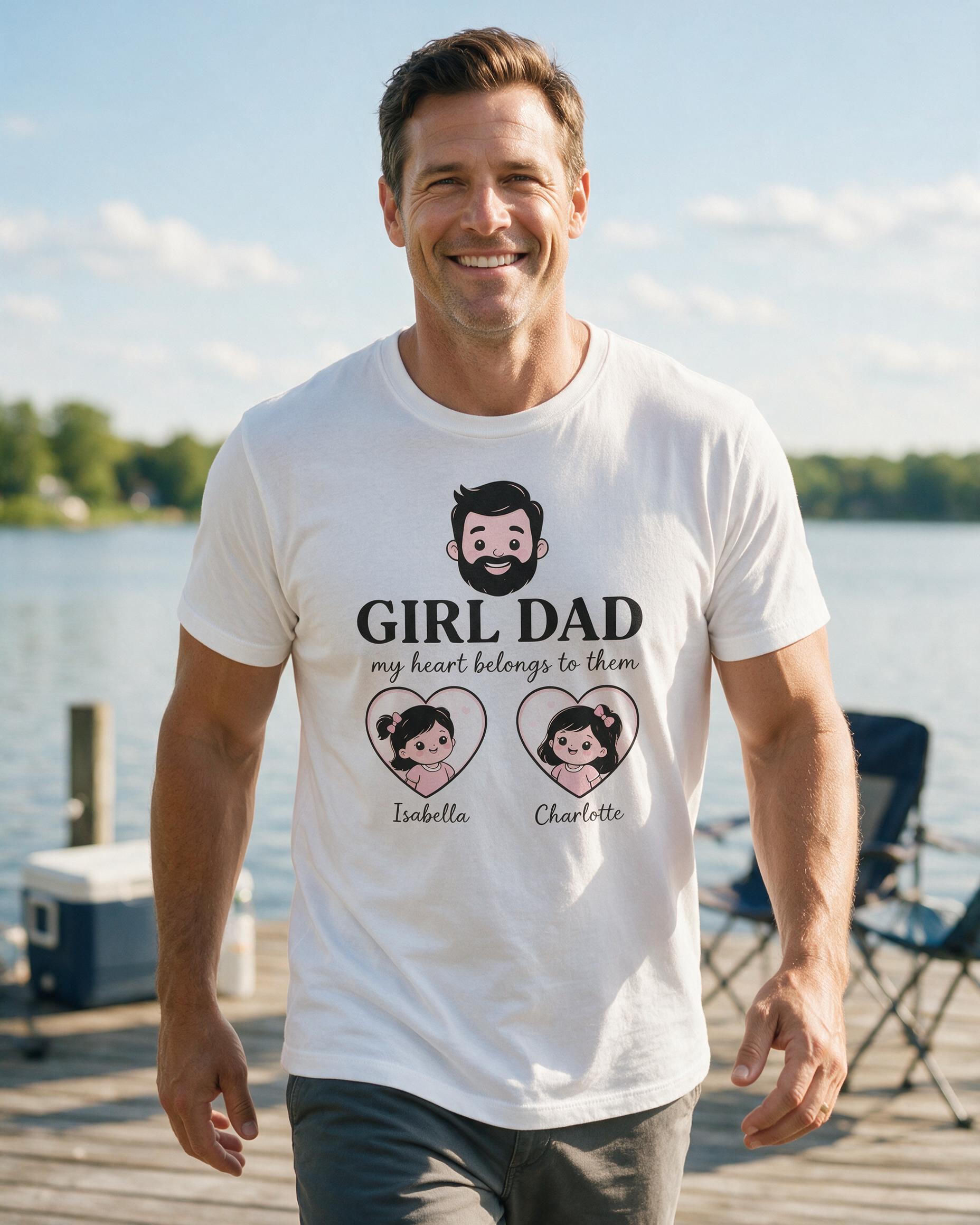 Dad: Girl Dad Hearts — White