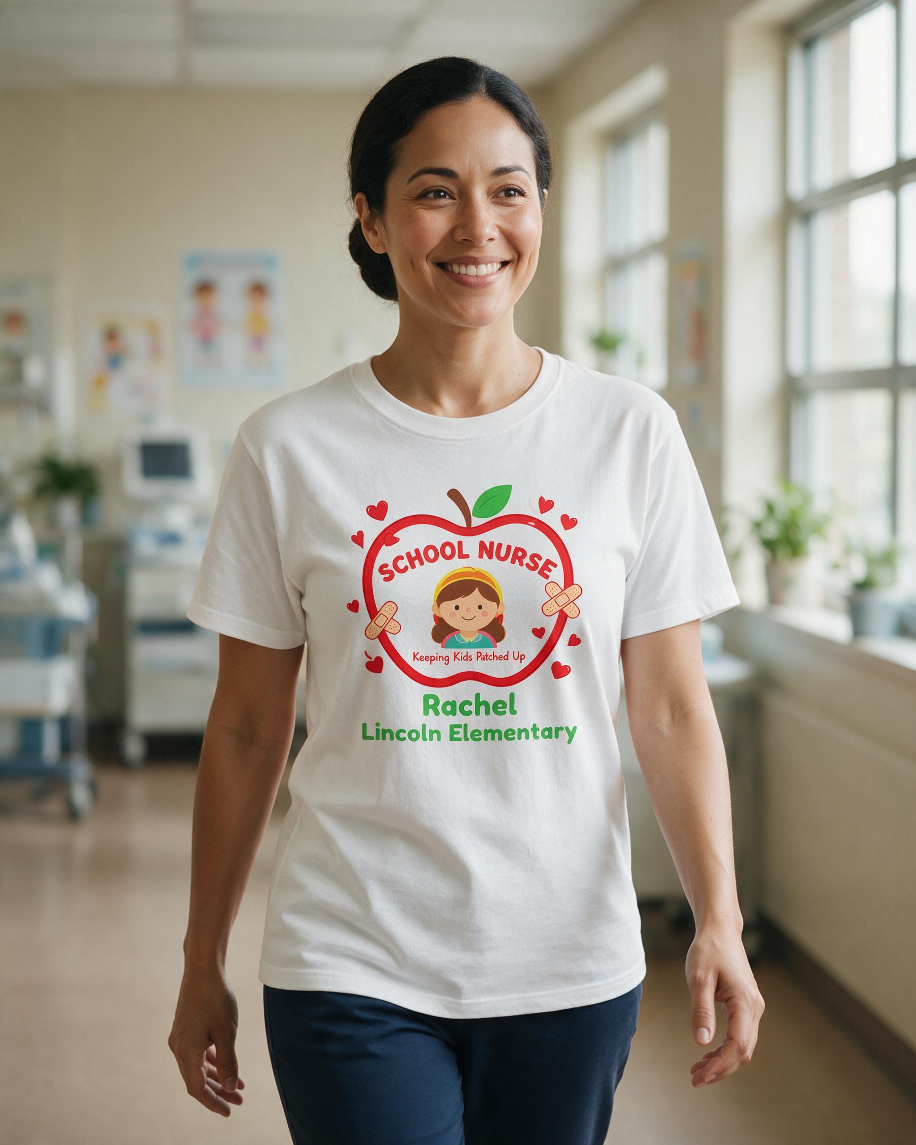 Nurse: School Nurse Apple — White