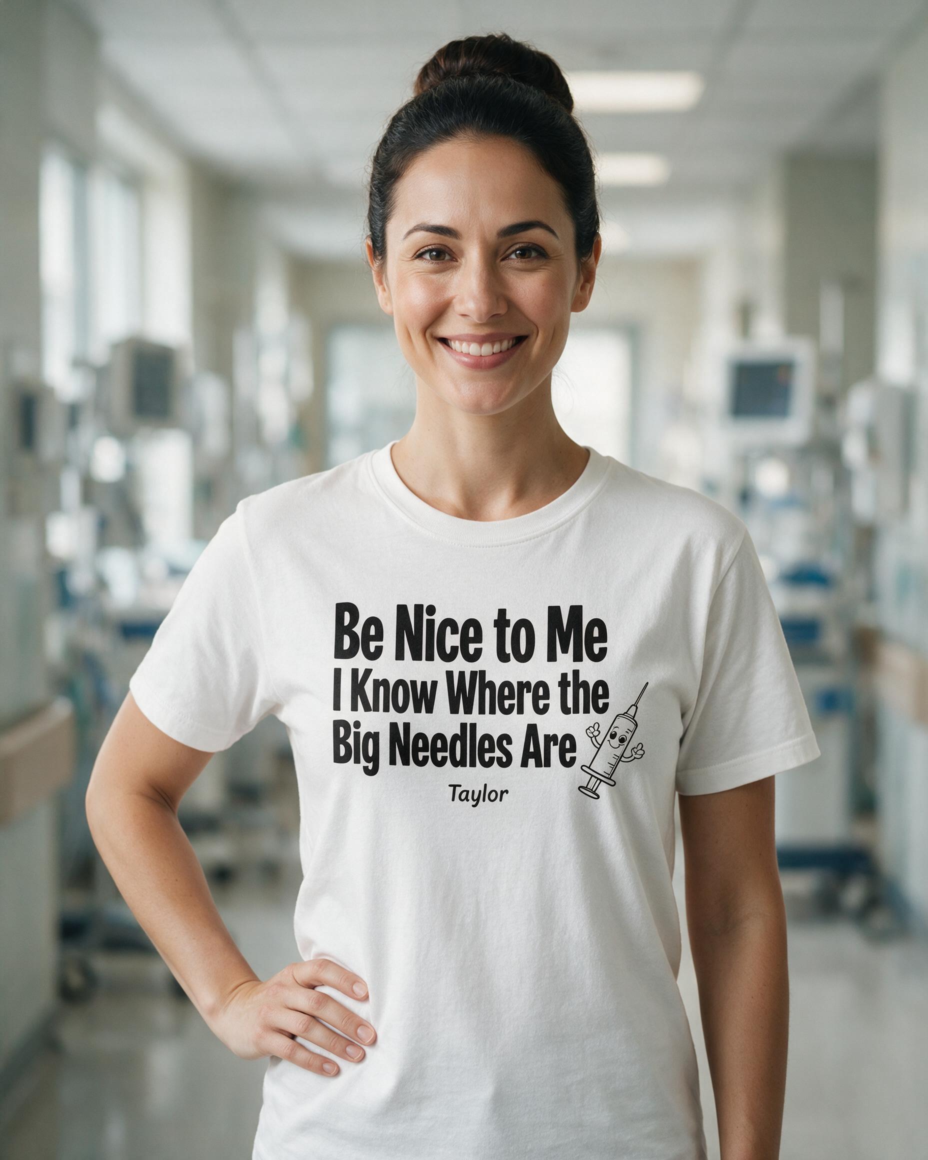 Nurse: Big Needles Humor — White