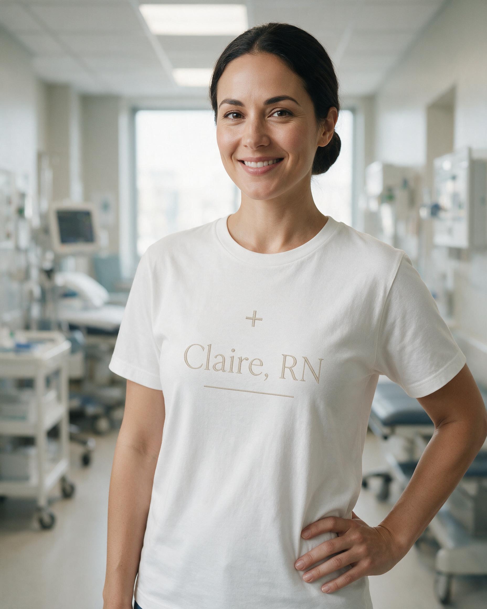 Nurse: Minimalist Name RN Badge — White