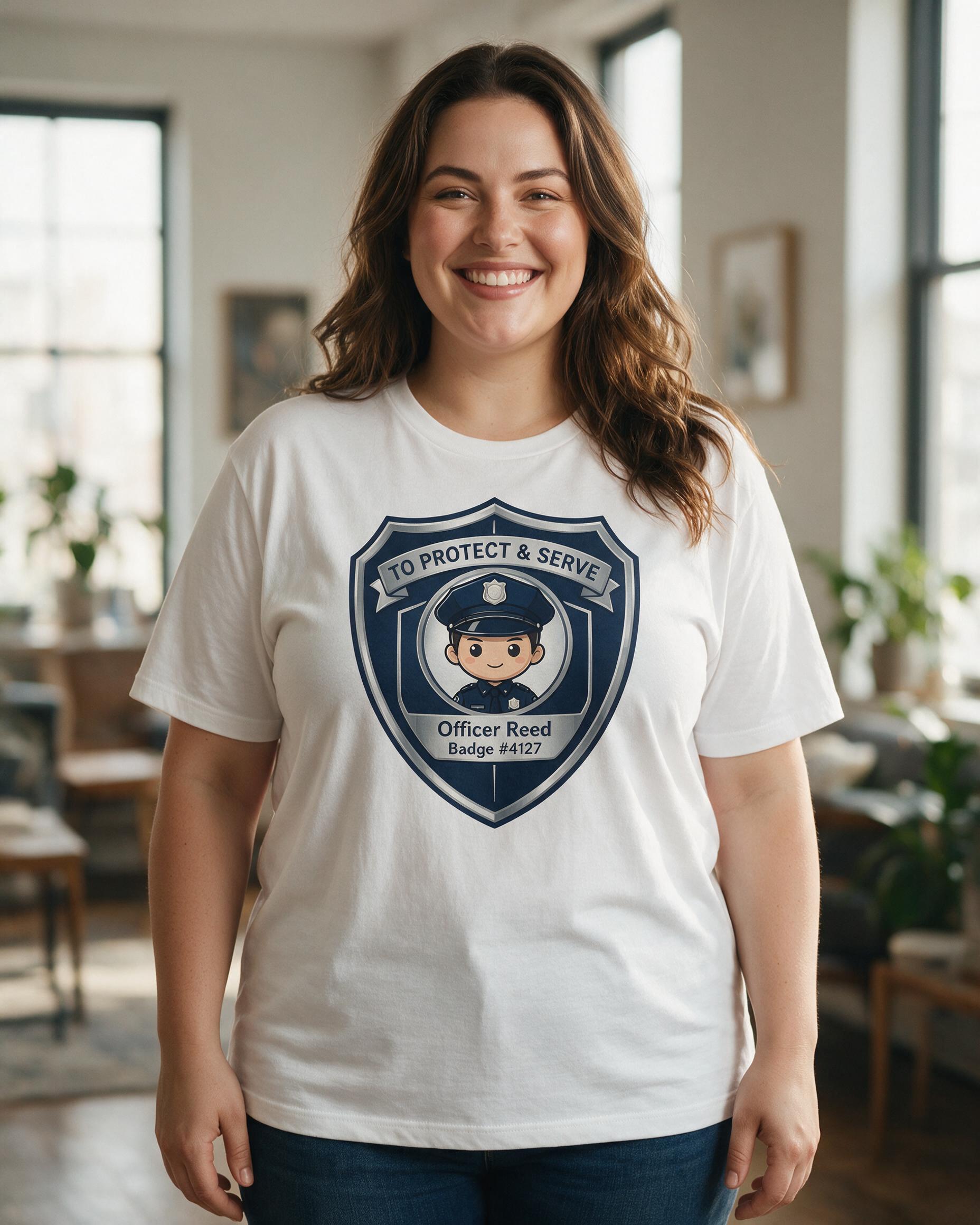 First Responders: Police Badge Portrait — White