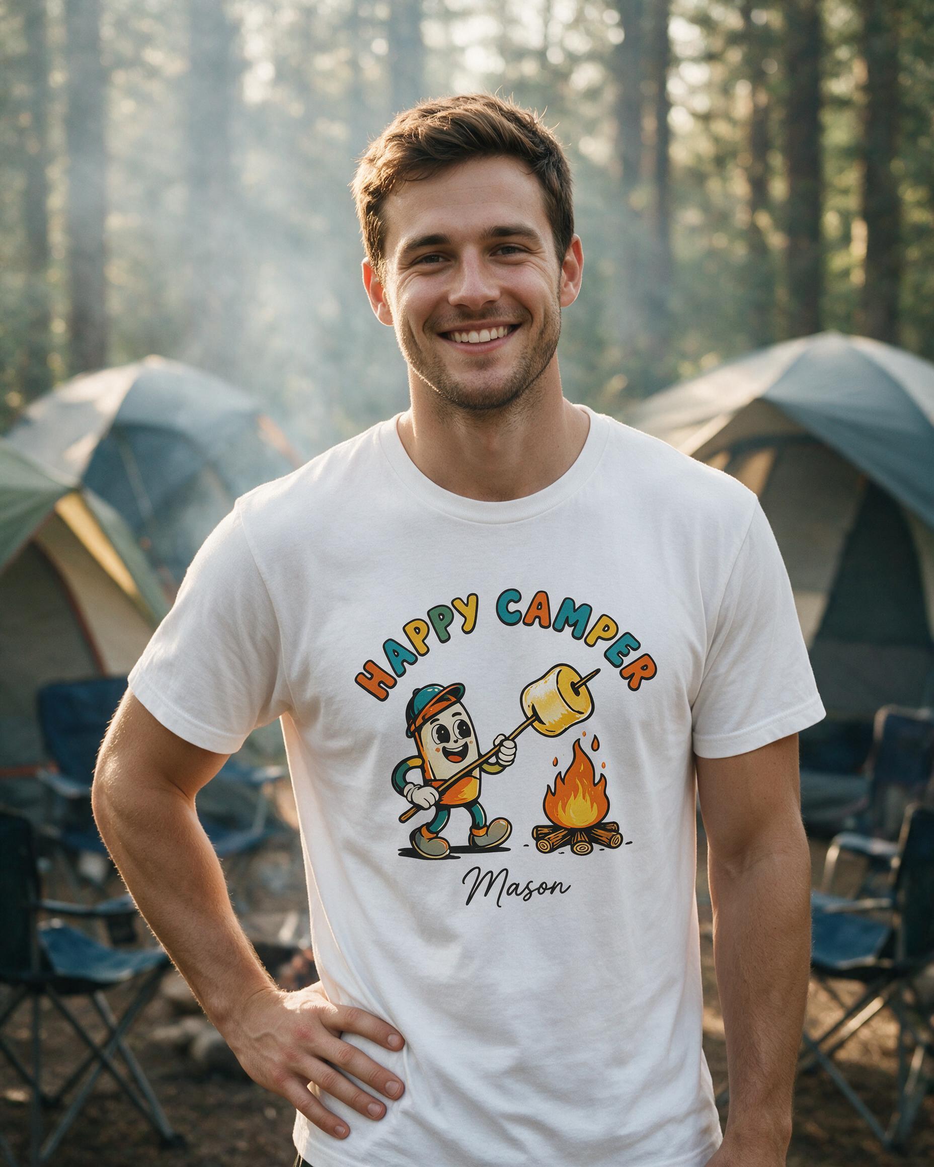 Camping: Happy Camper Marshmallow Kid — White