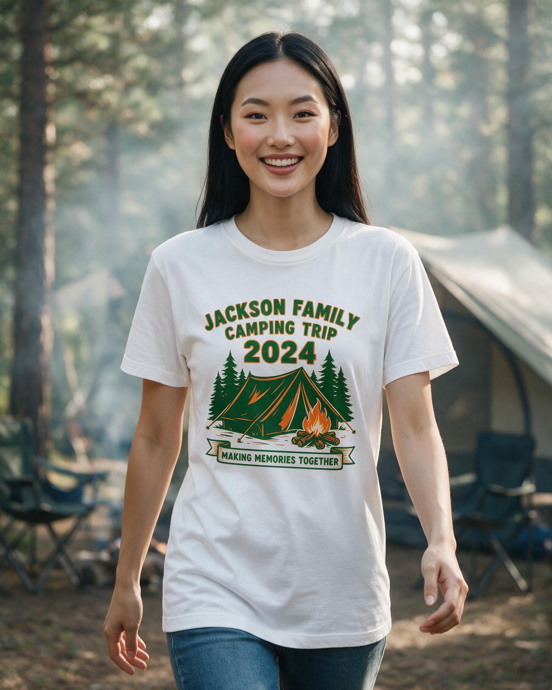 Camping: Family Trip Year Matching — White
