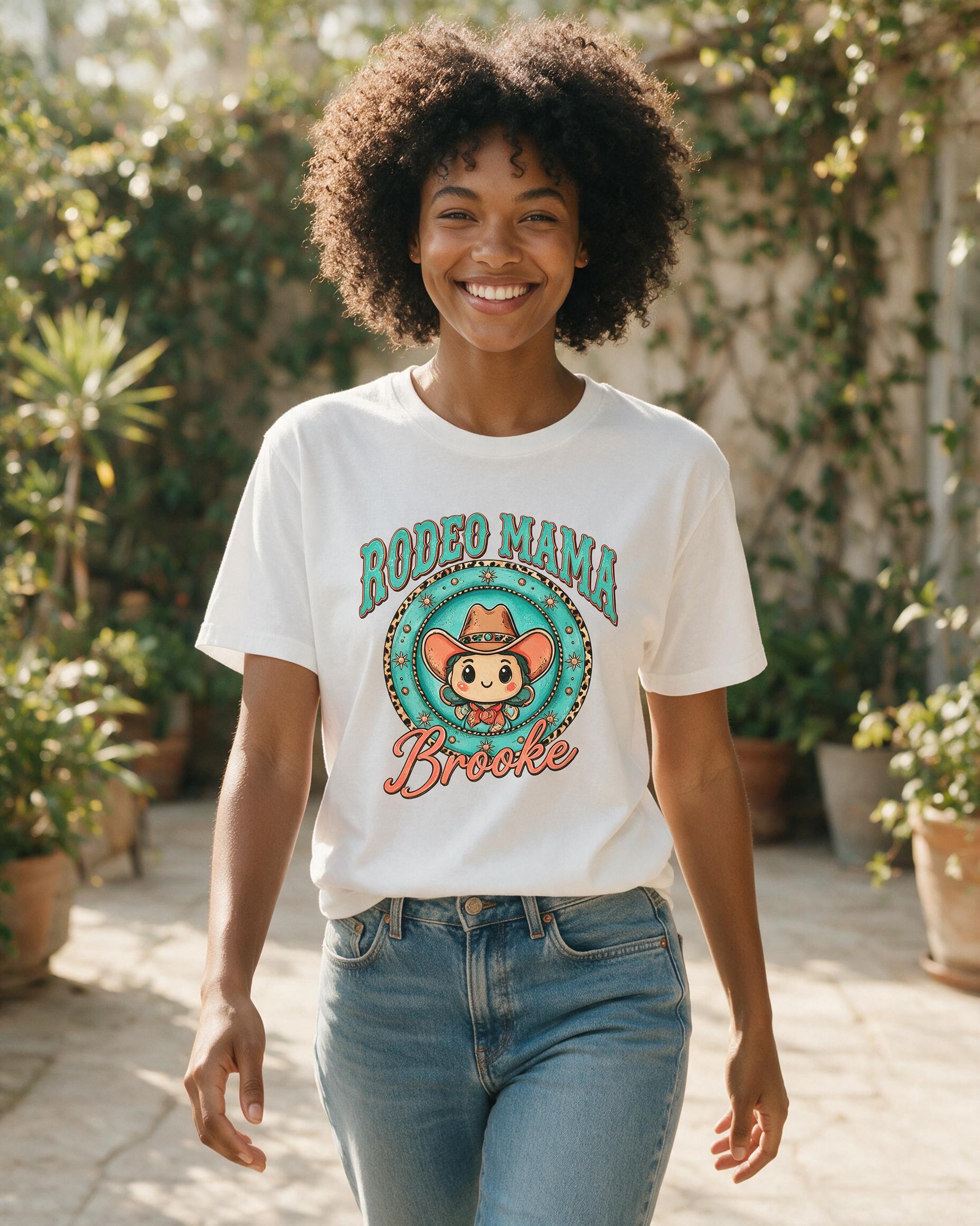 Western: Rodeo Mama Leopard Turquoise — White
