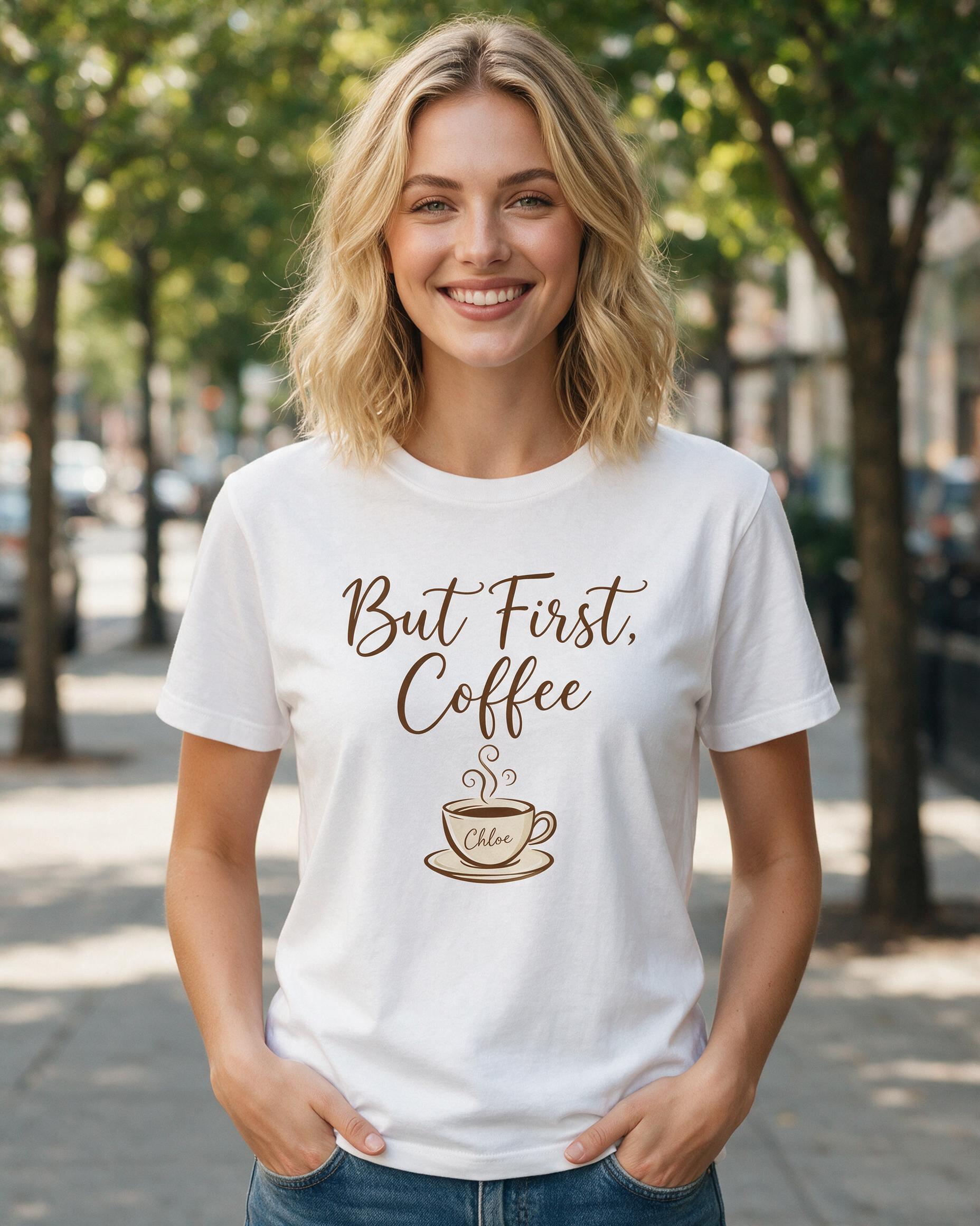 Coffee: But First Coffee Script — White