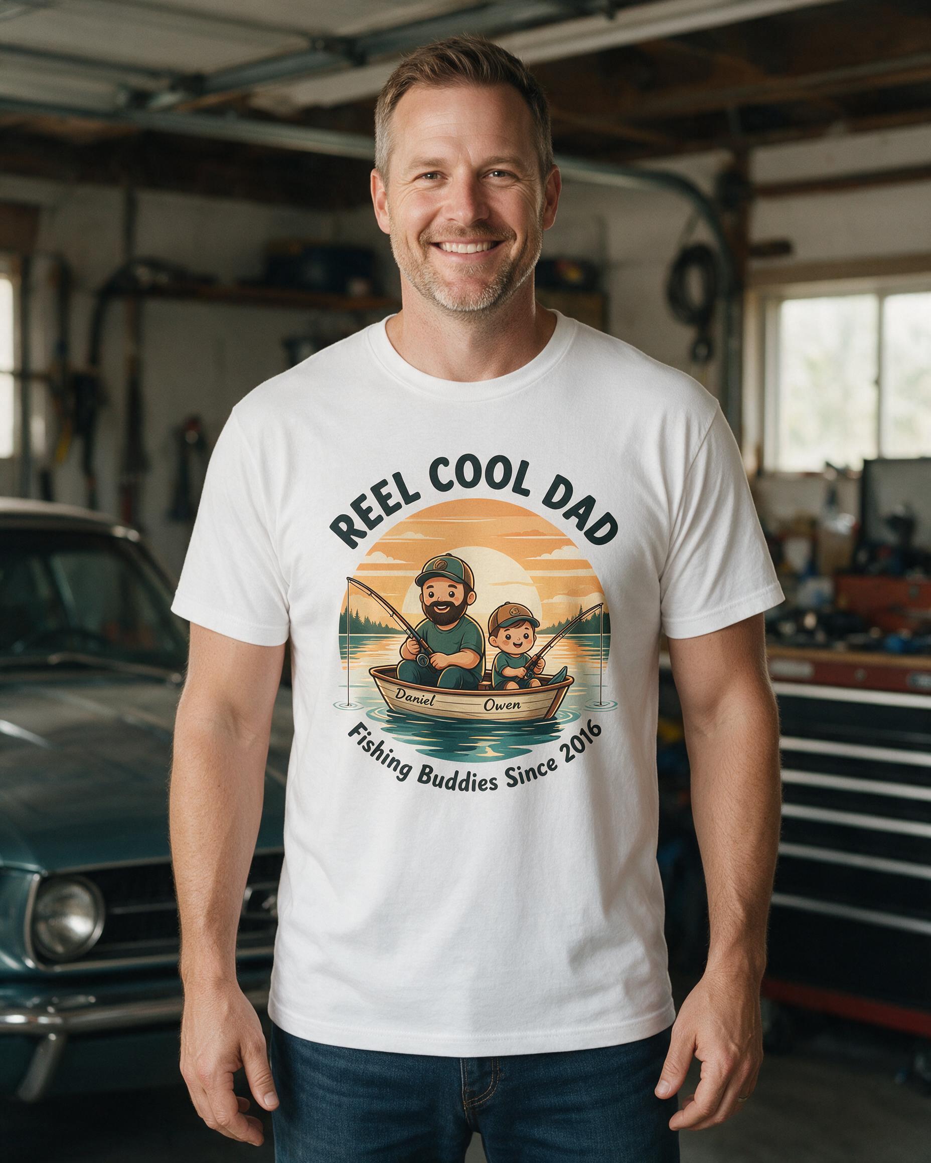 Dad: Reel Cool Fishing Buddy — White
