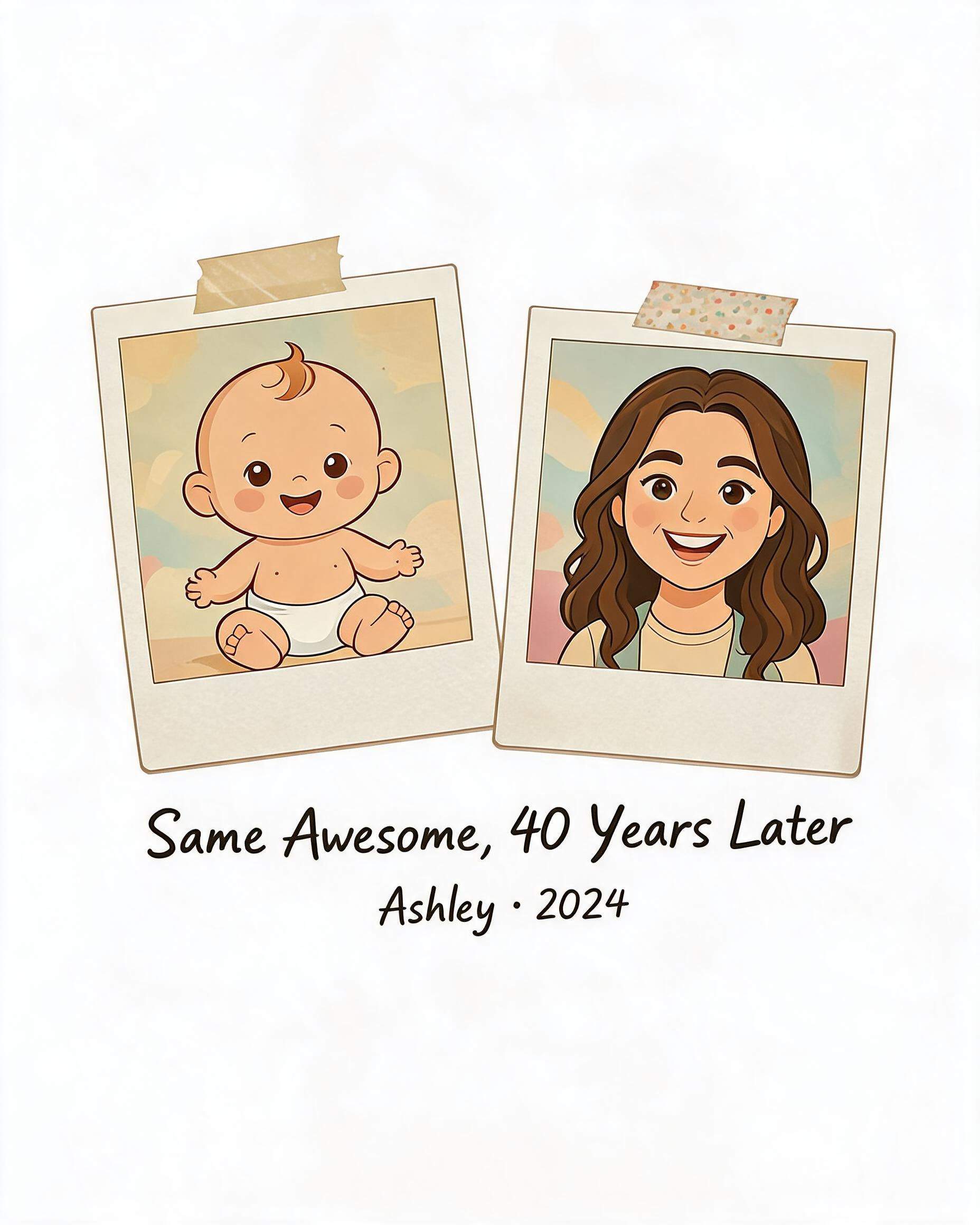Milestone Birthday: Then & Now Polaroids