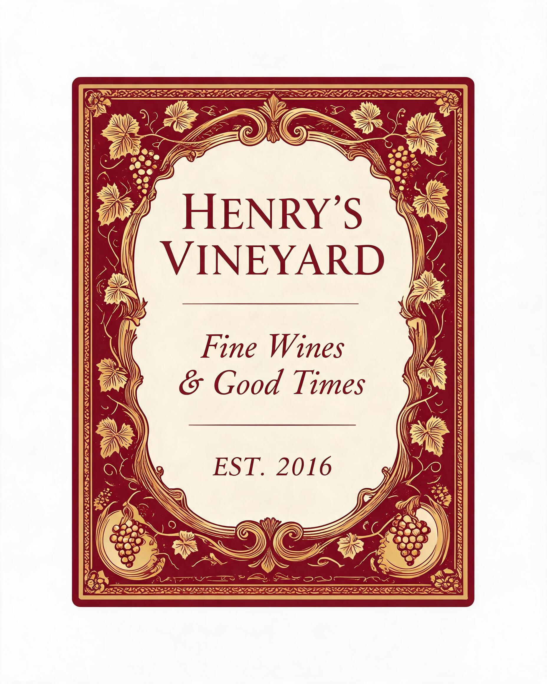 Wine: Vineyard Vintage Label