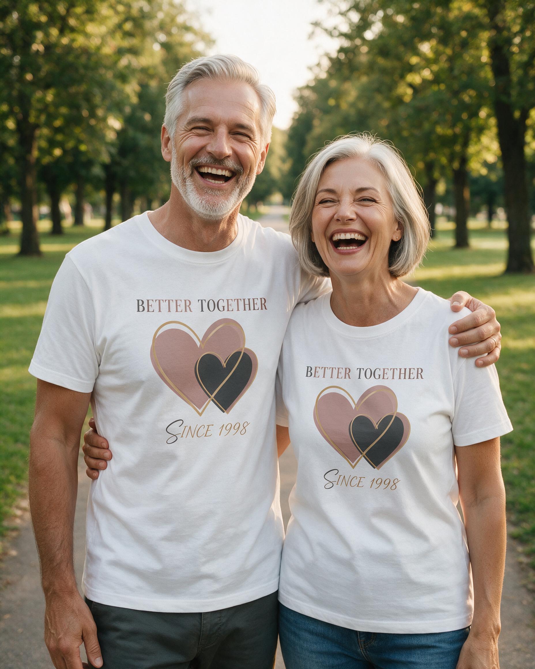 Better Together Since Personalized Couple Shirt — White