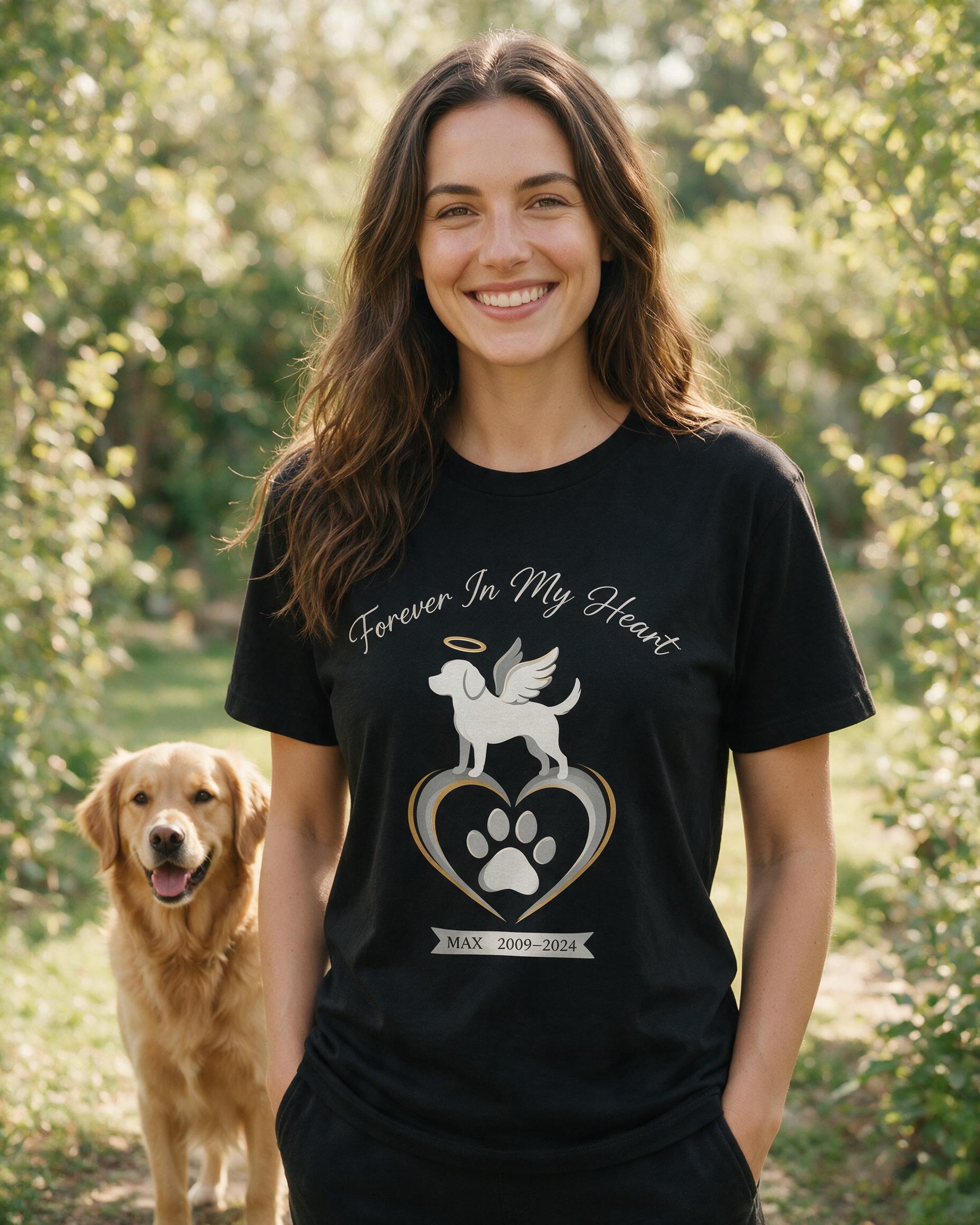Forever In My Heart Pet Memorial Personalized Shirt — Black