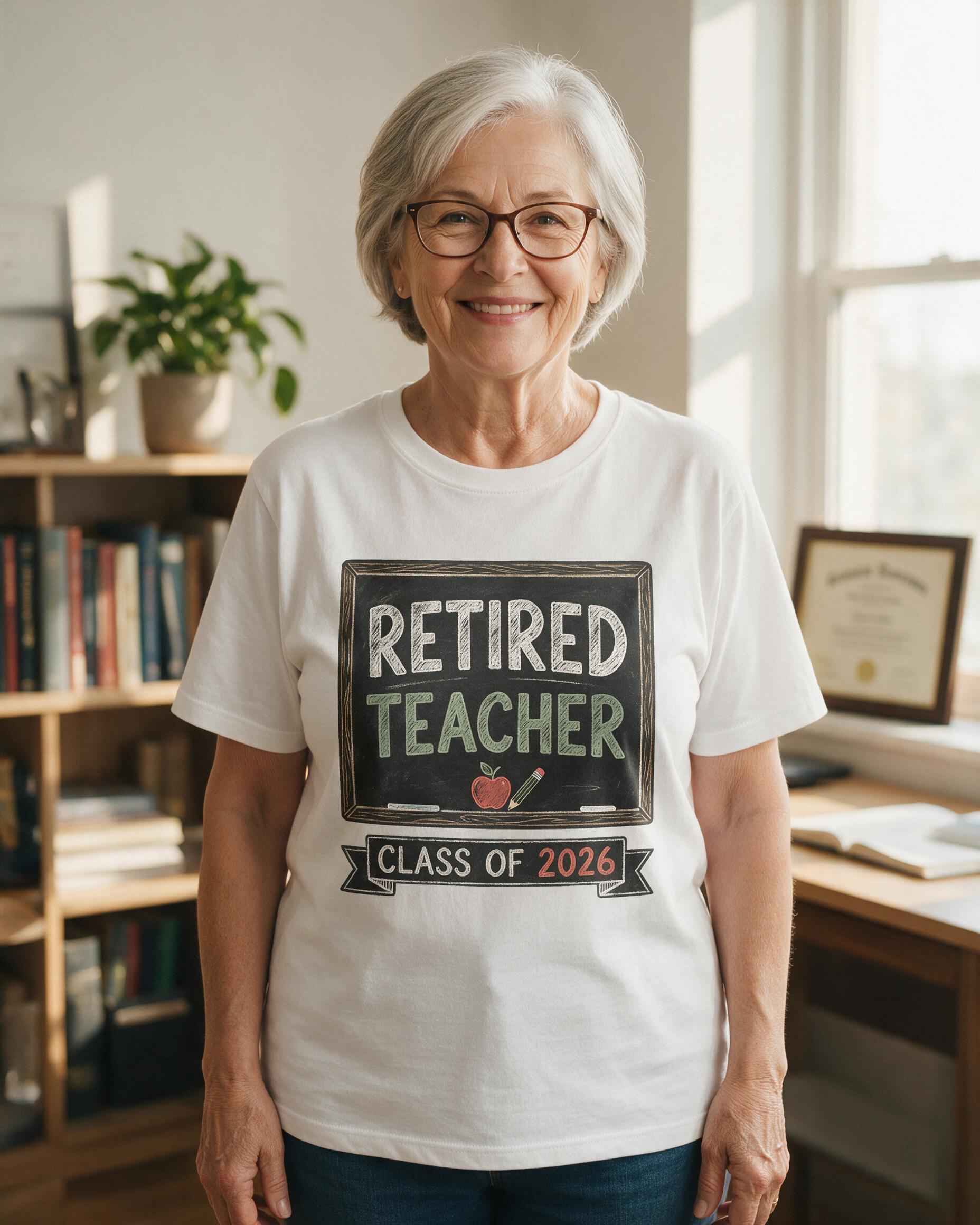 Retired Teacher Est. Personalized Shirt — White