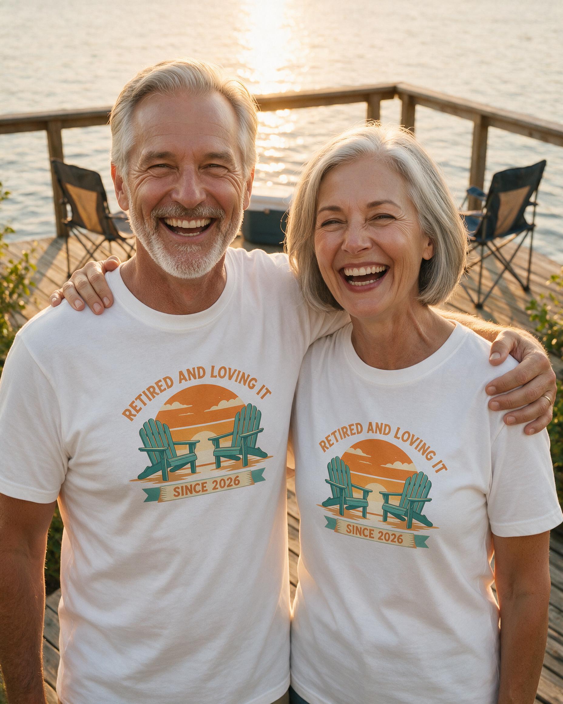 Retired And Loving It Couple Personalized Shirt — White