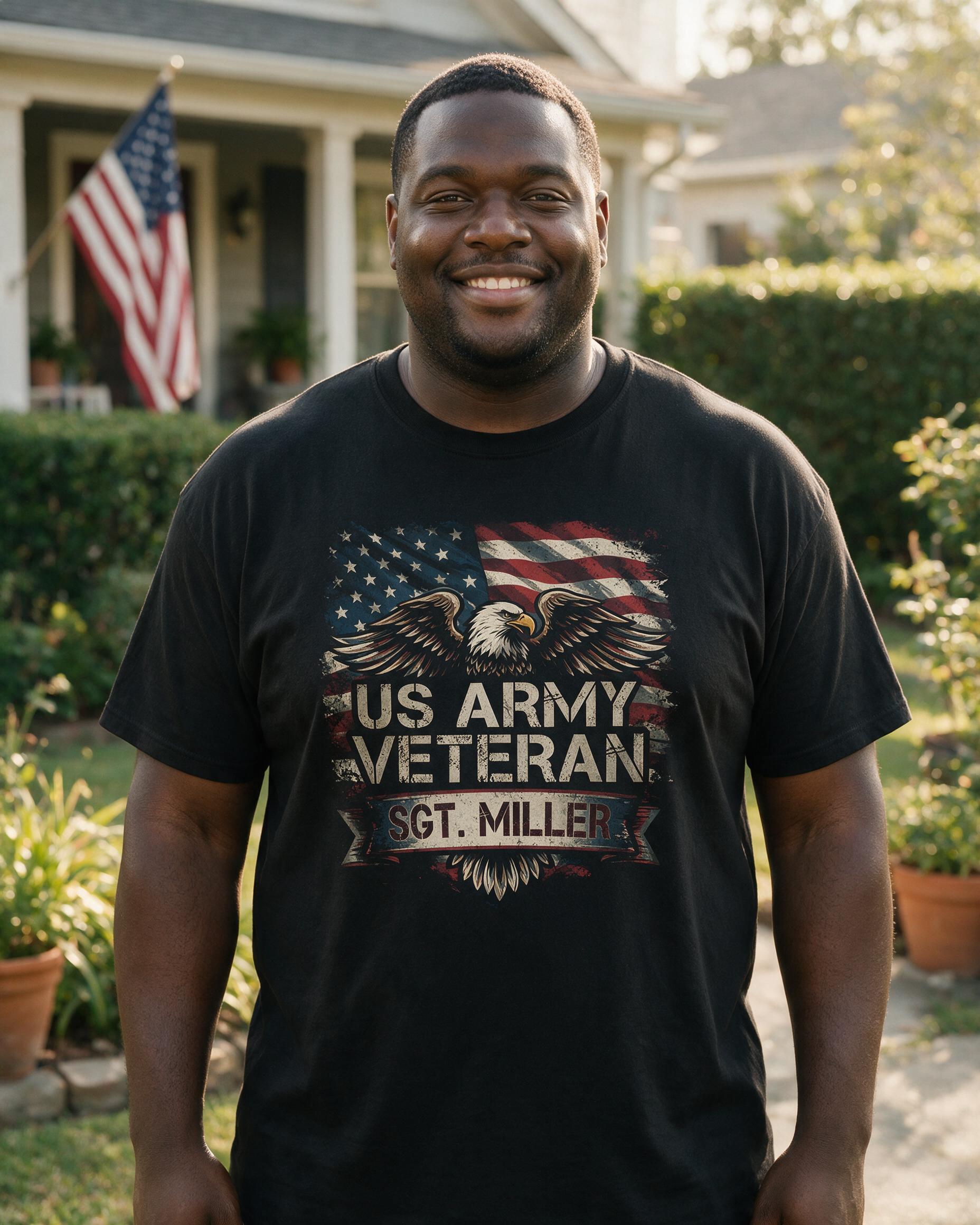 Proud US Army Veteran Personalized Shirt — Black