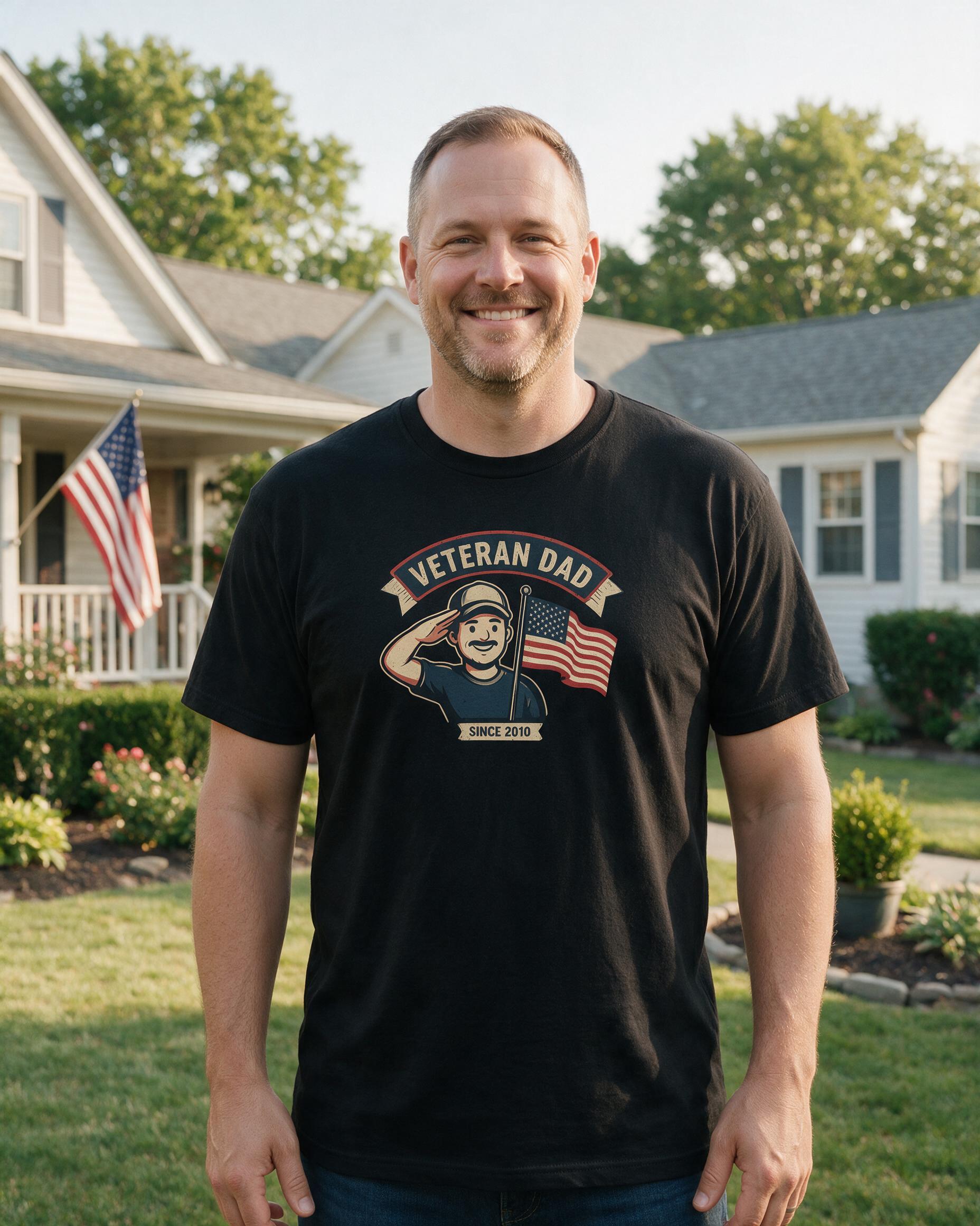 Veteran Dad Strongest Personalized Shirt — Black